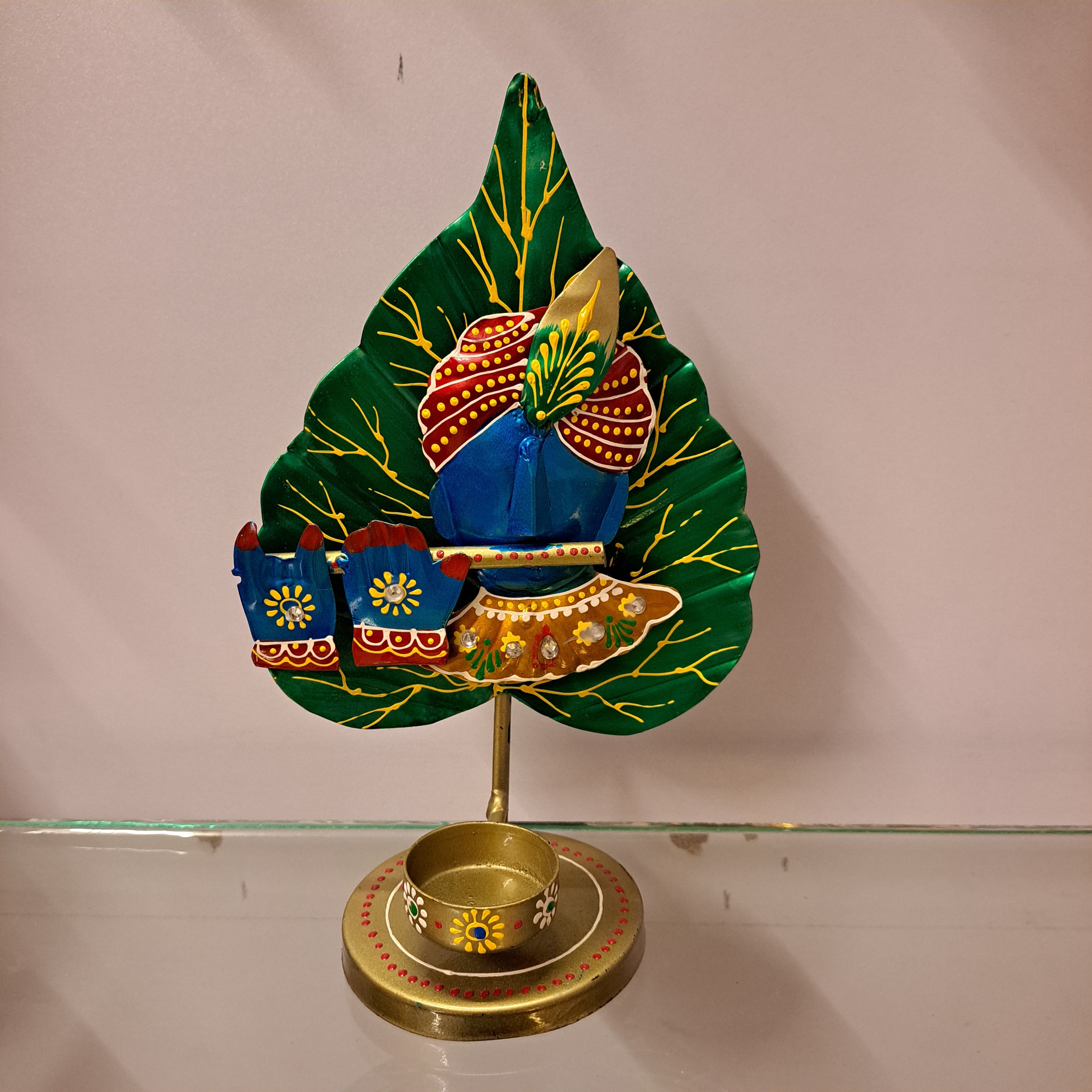 Iron Krishna Candle Stand