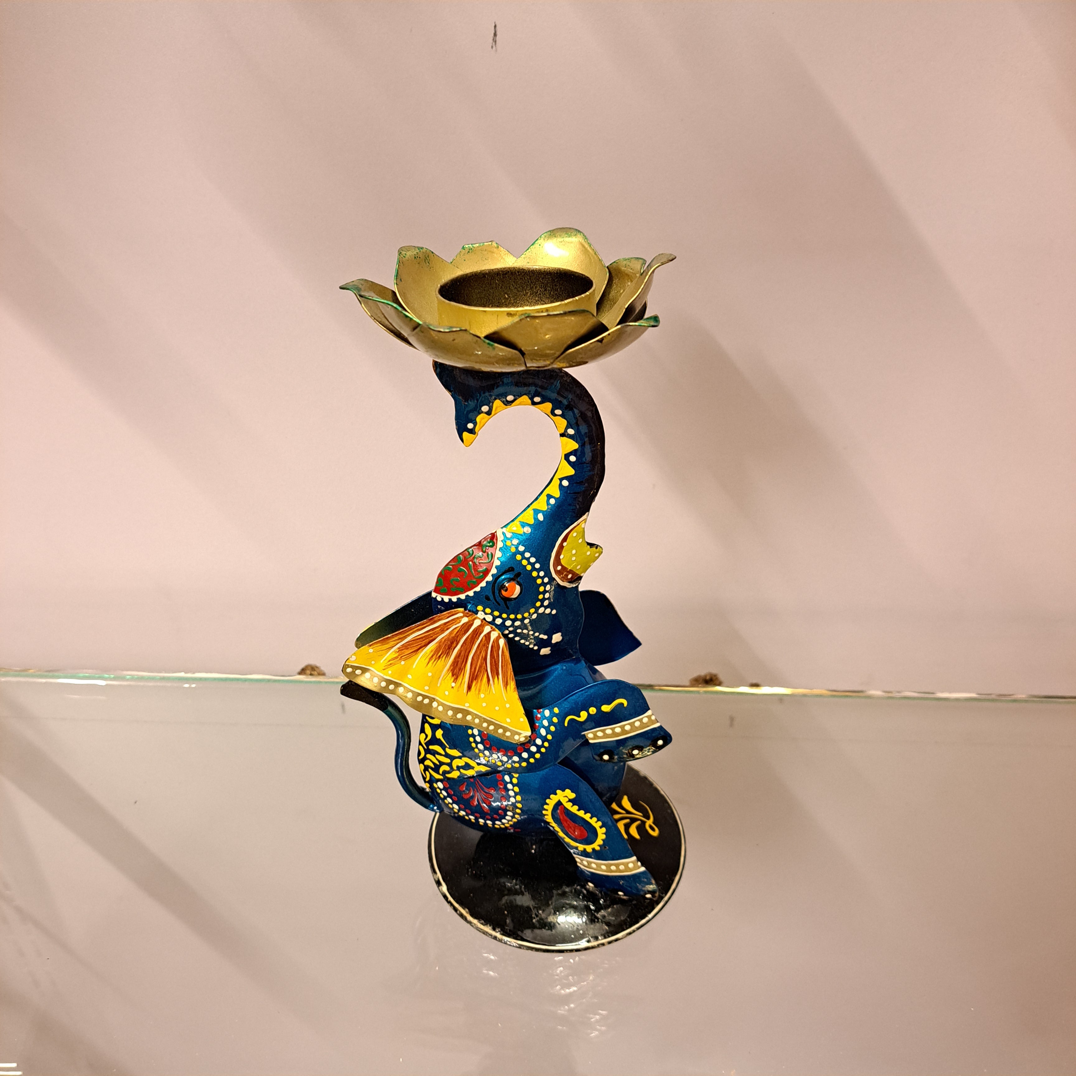 Iron Ganesha Candle Stand