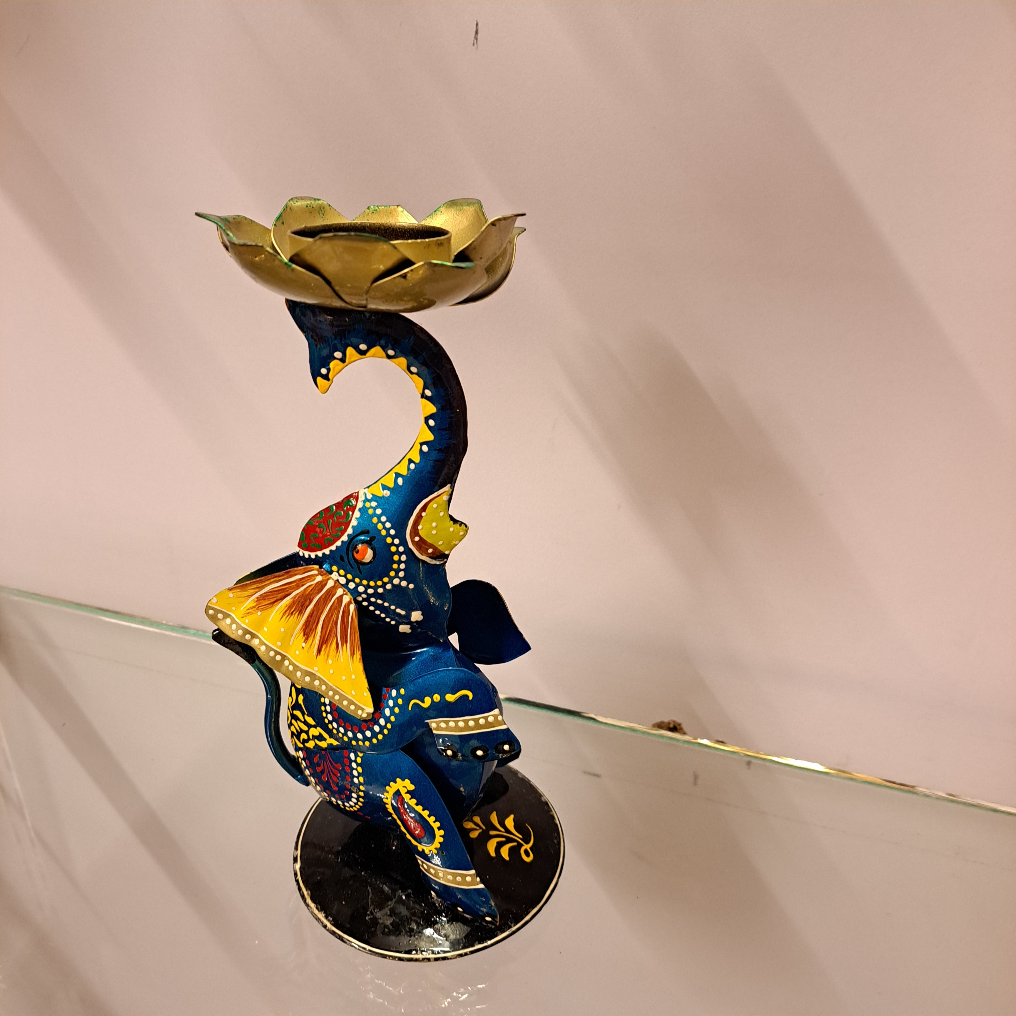 Iron Ganesha Candle Stand