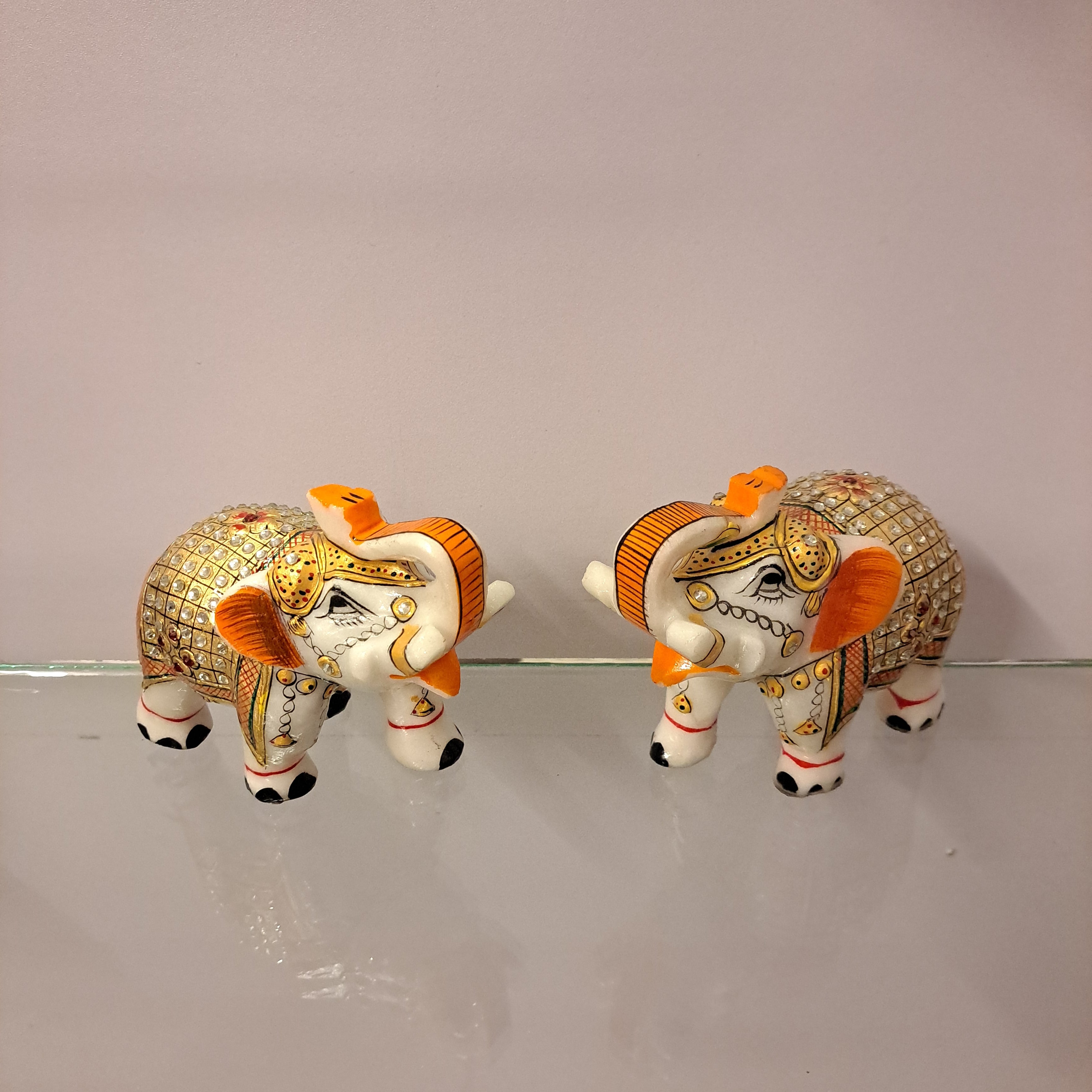 Marble Elephant Pair