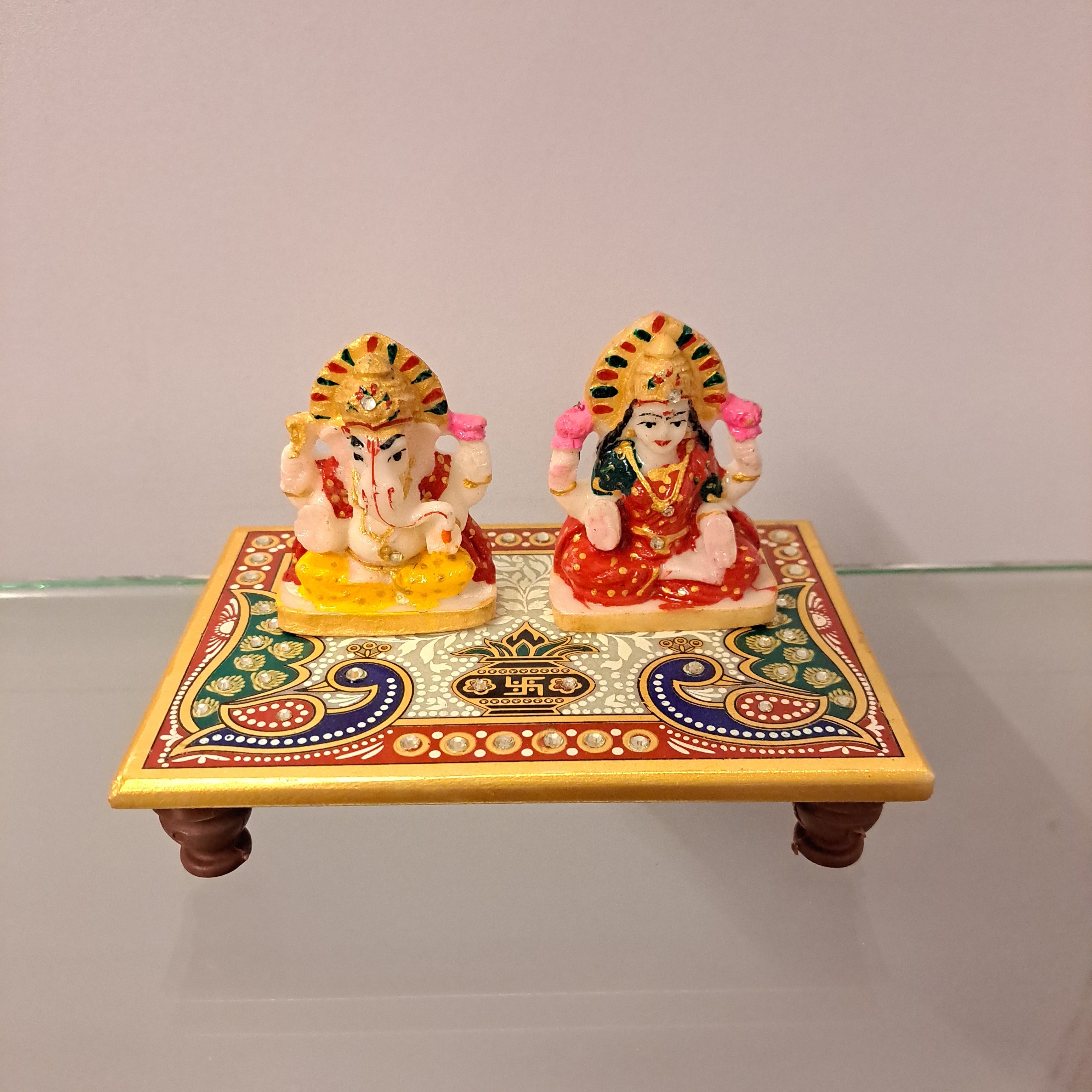 Marble Chowki Lakshmi Ganesha Idol