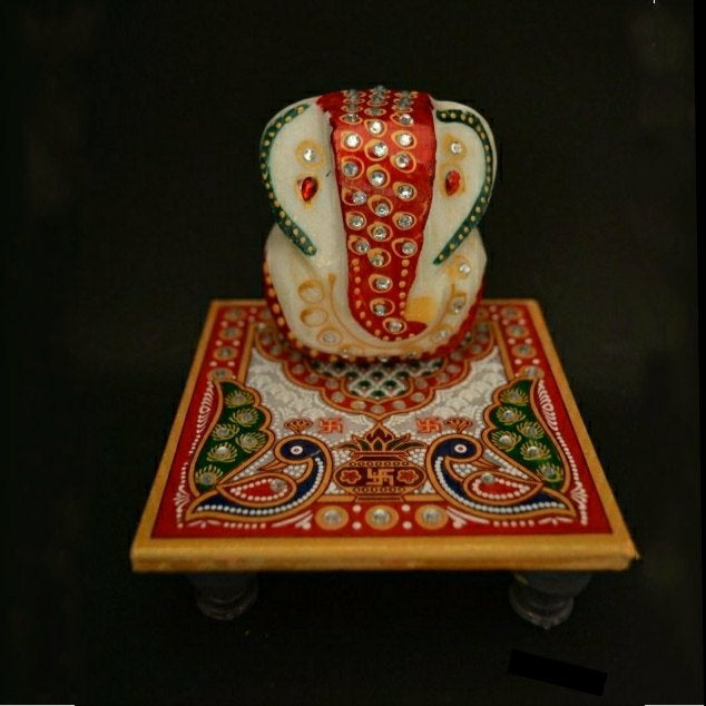Marble Chowki Lakshmi Ganesha Idol