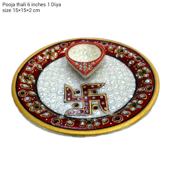 Marble Pooja Thali with Diya