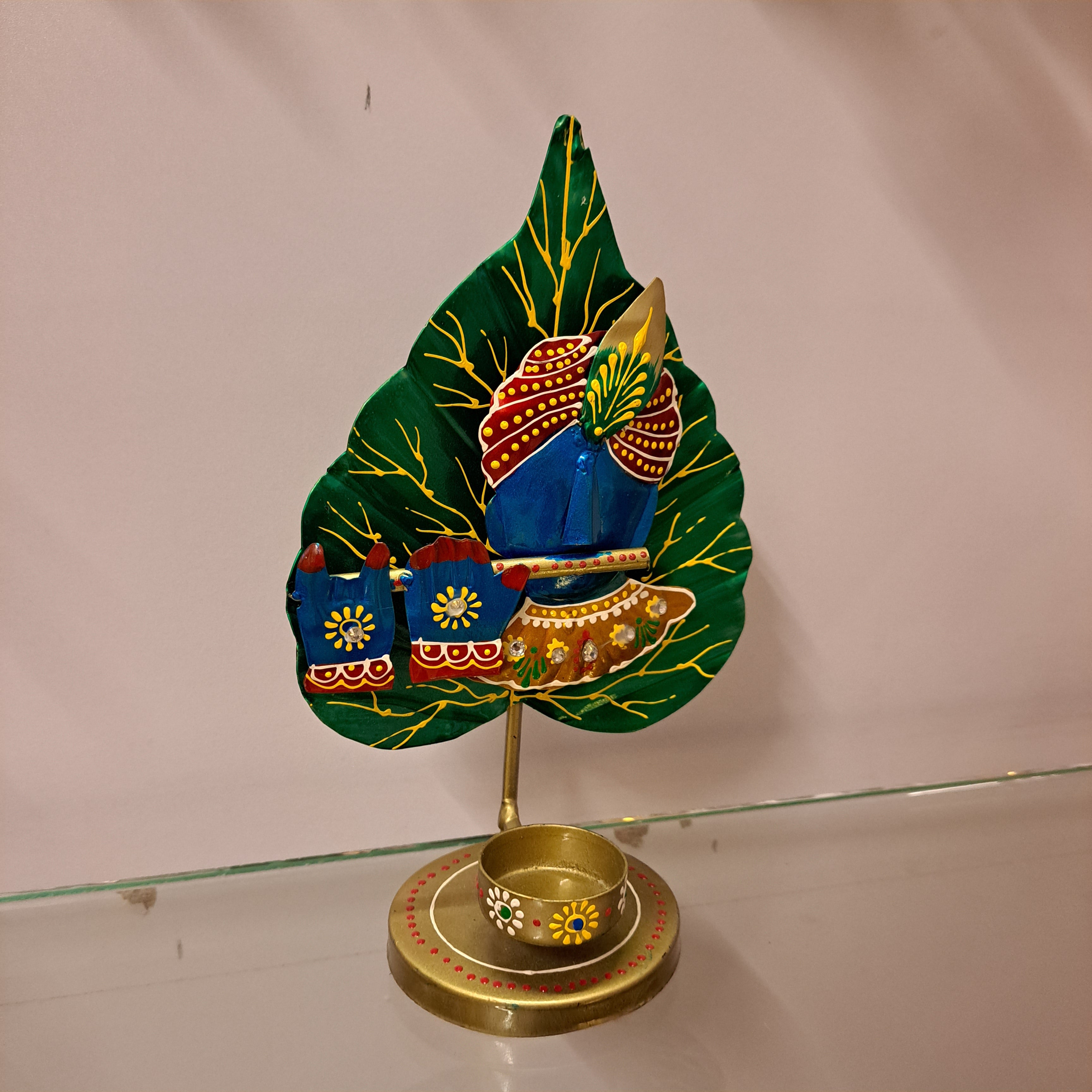 Iron Krishna Candle Stand