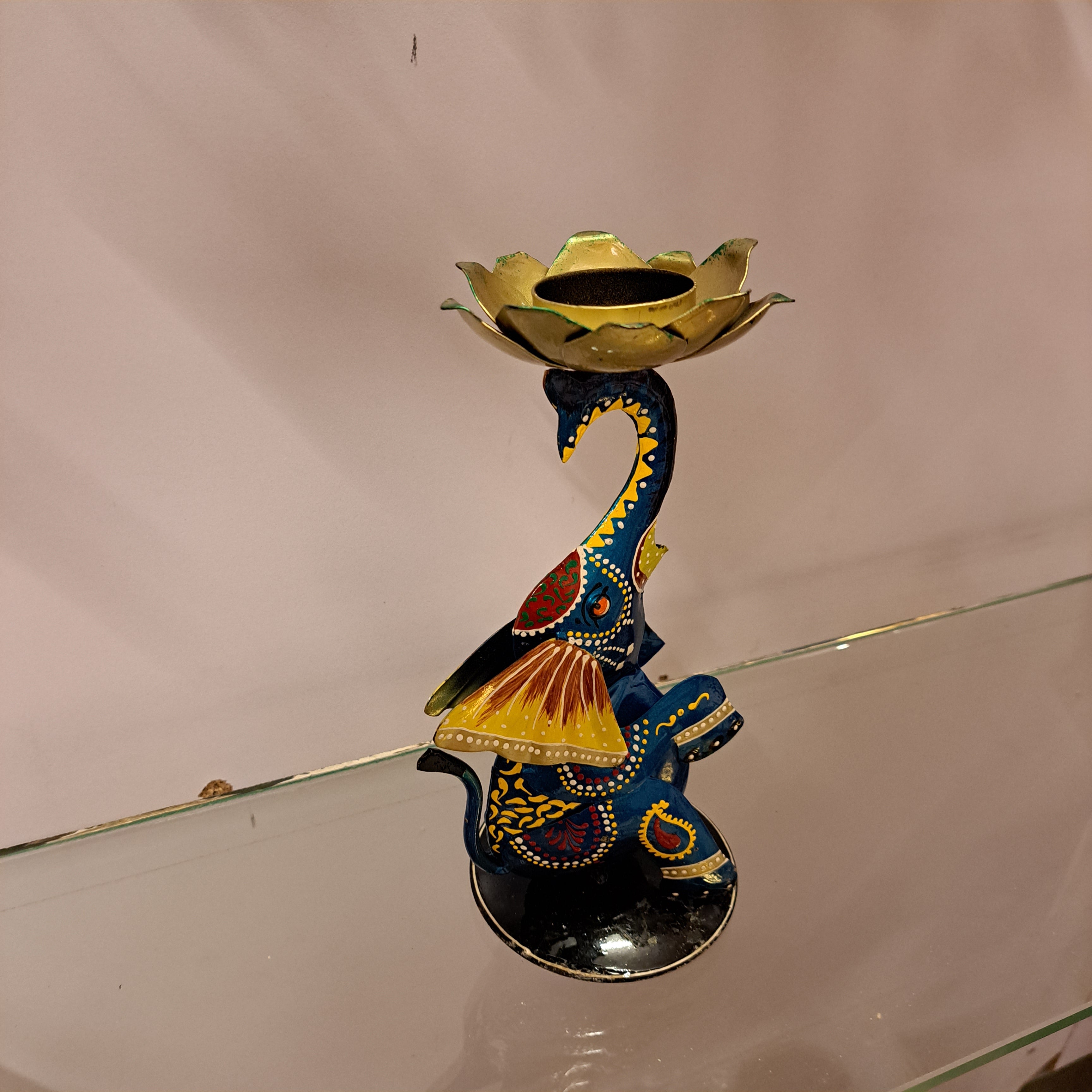 Iron Ganesha Candle Stand