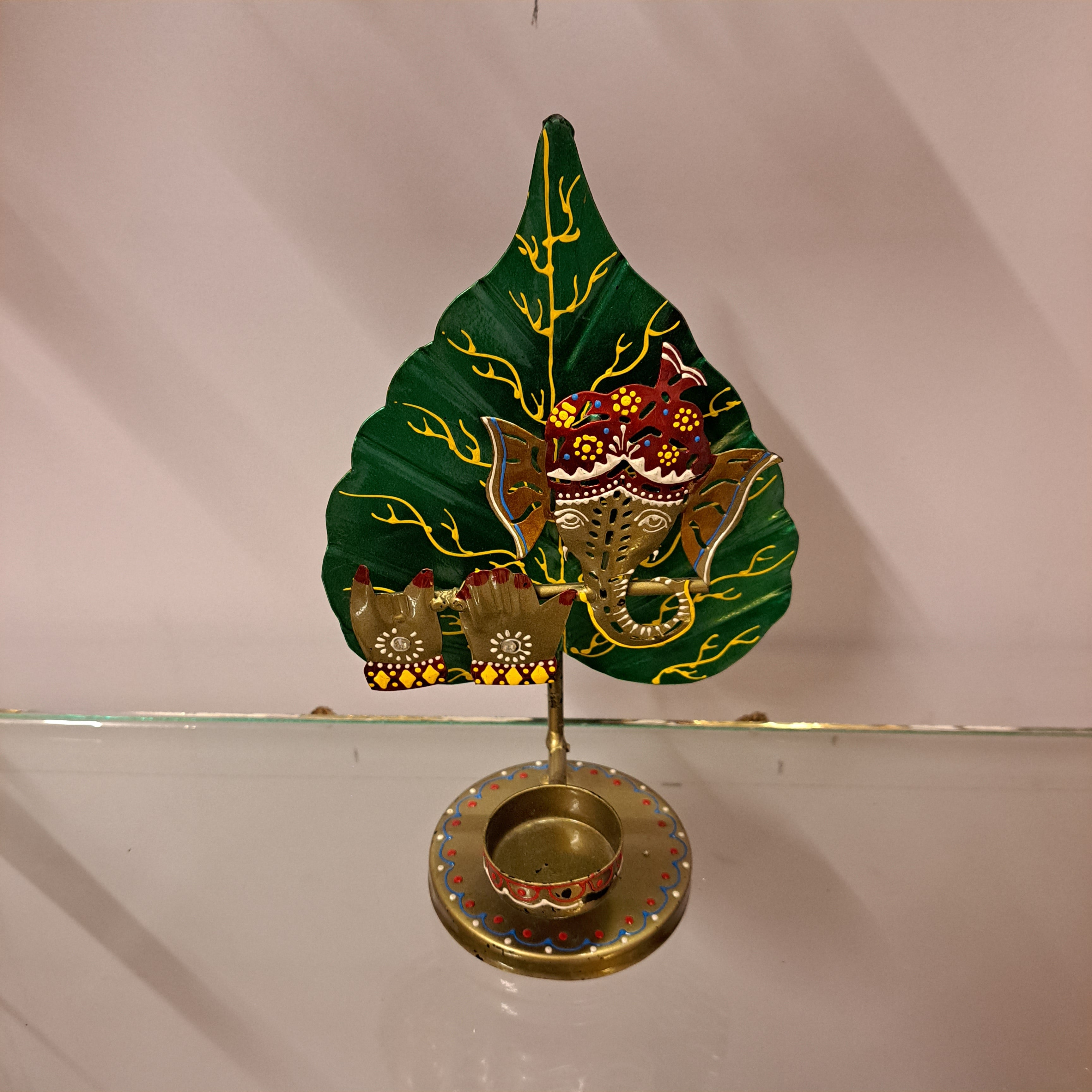 Iron Ganesha Candle Stand