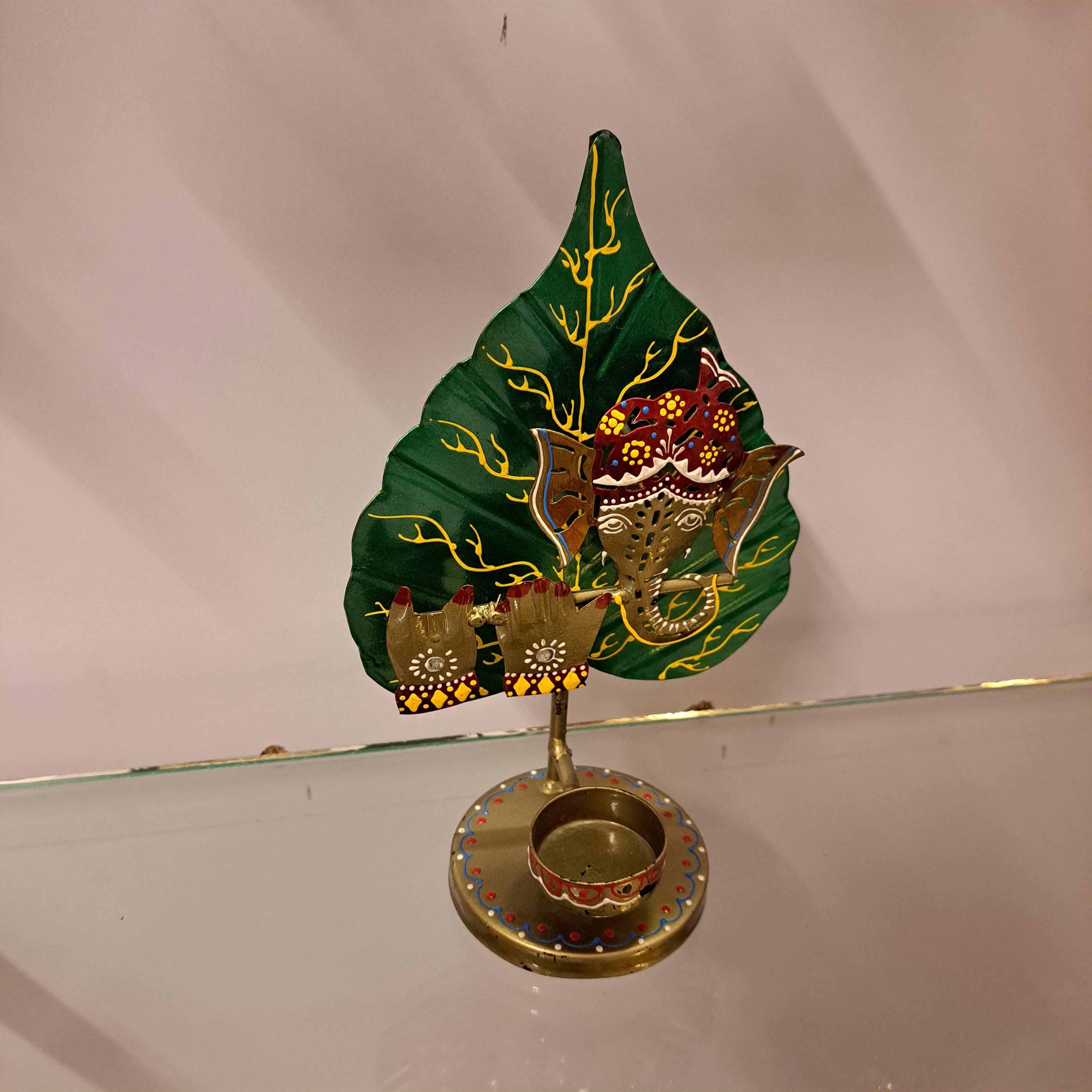 Iron Ganesha Candle Stand
