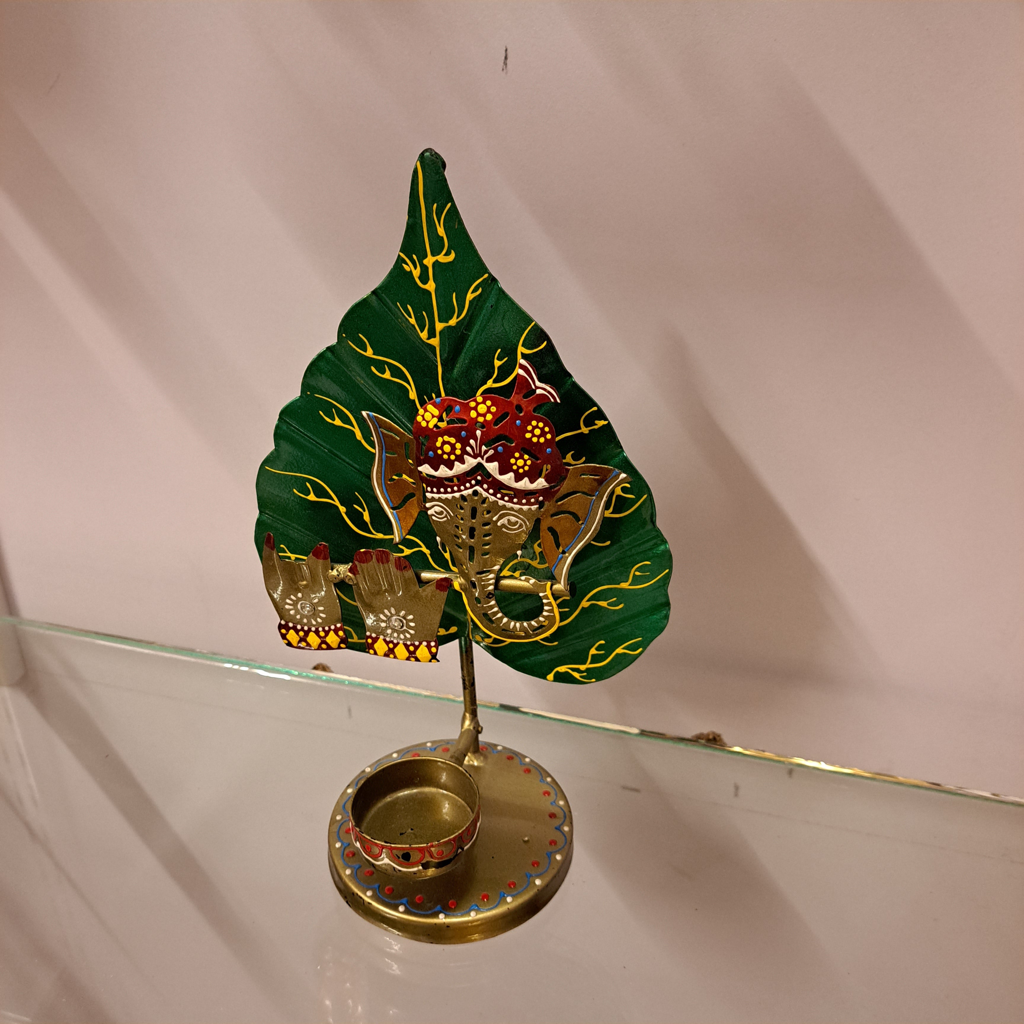 Iron Ganesha Candle Stand