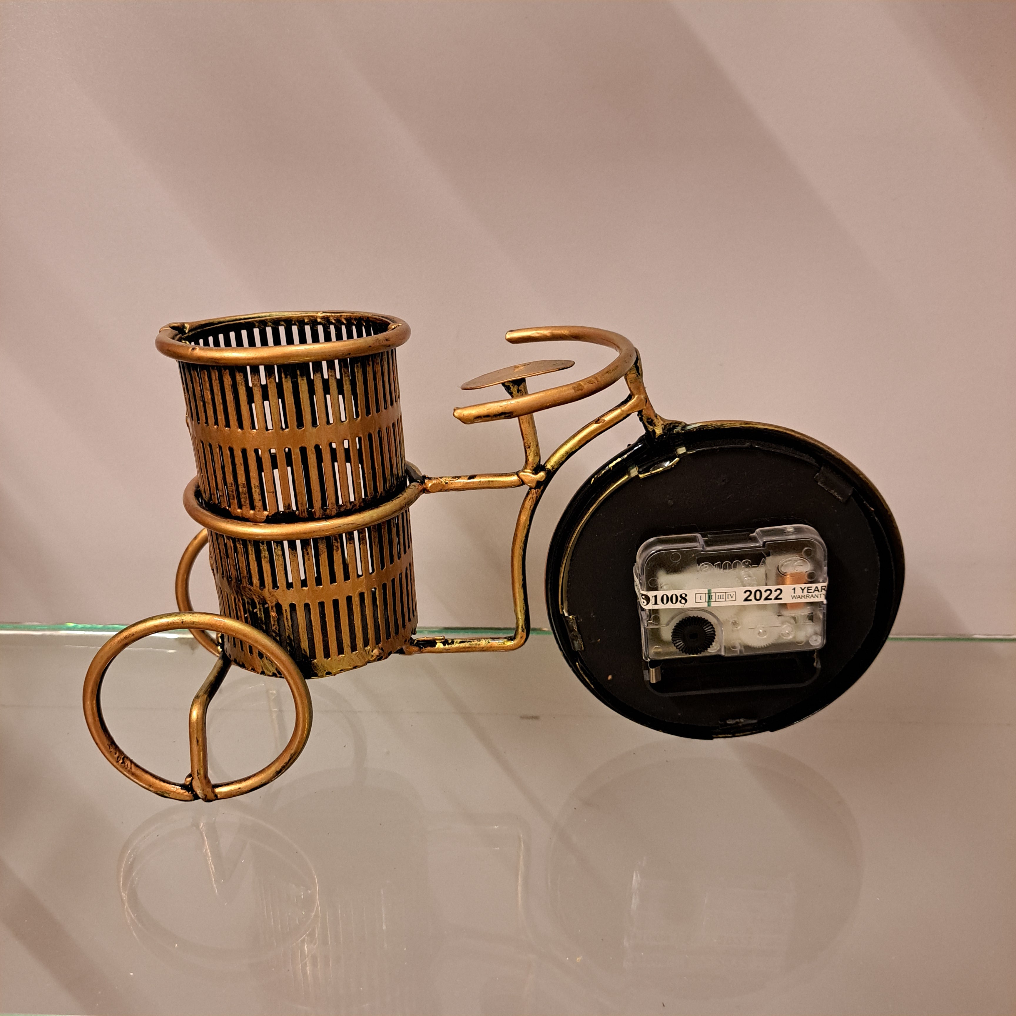 Iron Cycle Clock and Pen Stand