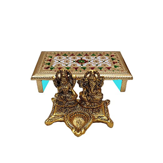Laxmi Ganesh Idol with Meenakari Chowki Combo