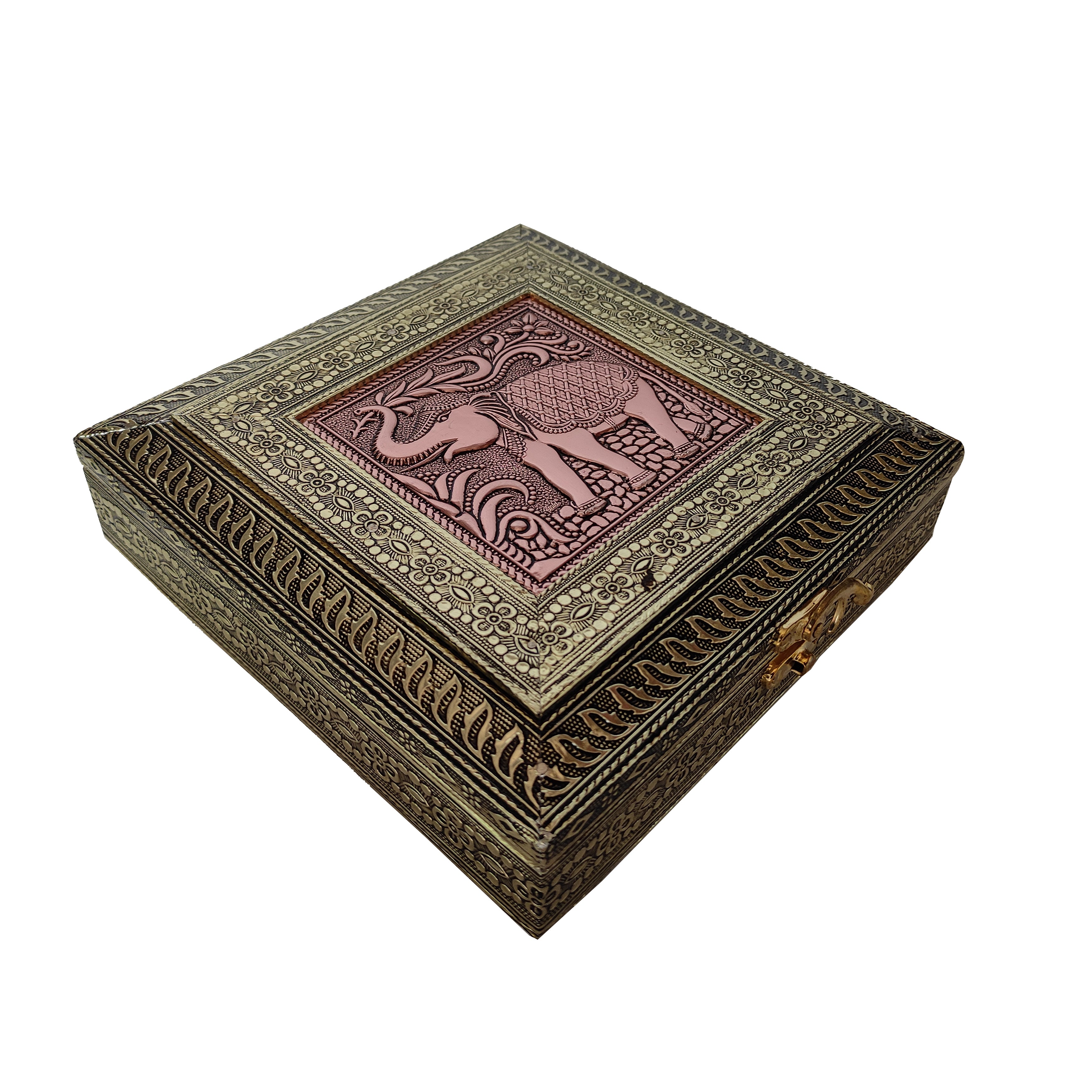 Wooden Handicraft Elephant Dry Fruit Box 4 Partitions