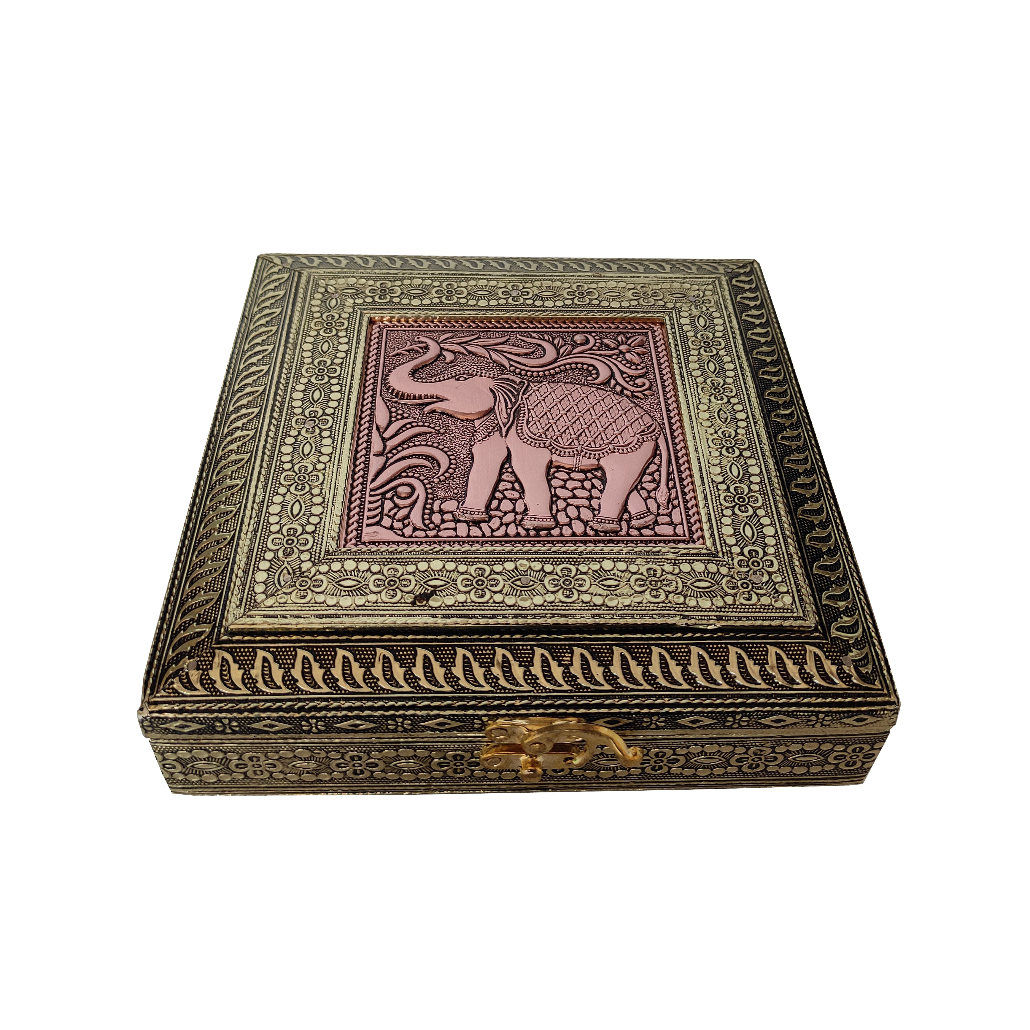 Wooden Handicraft Elephant Dry Fruit Box 4 Partitions