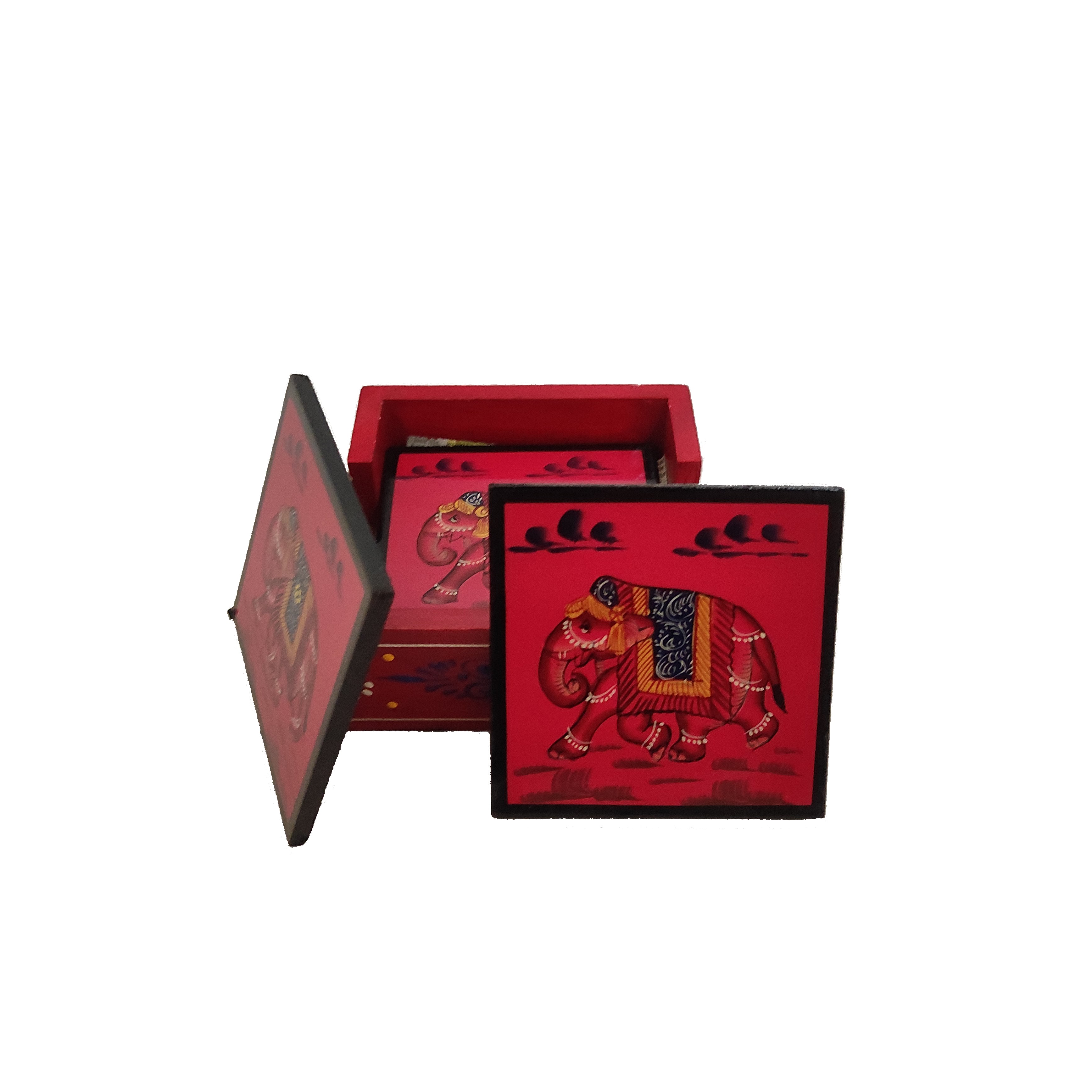 Handpainted Tea Coaster Set of 6 Pink Colour