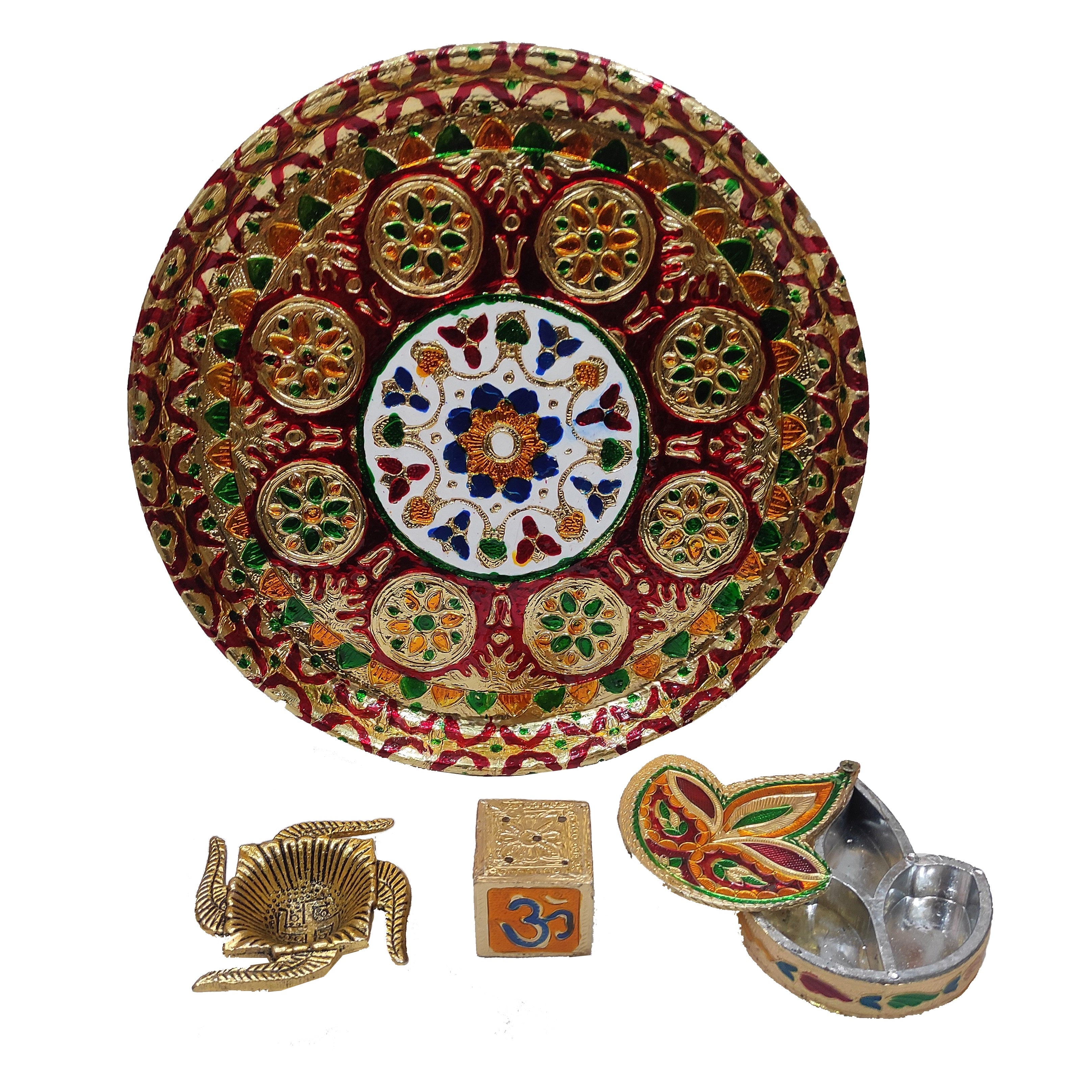 Meenakari Pooja Thali Set for Gifting