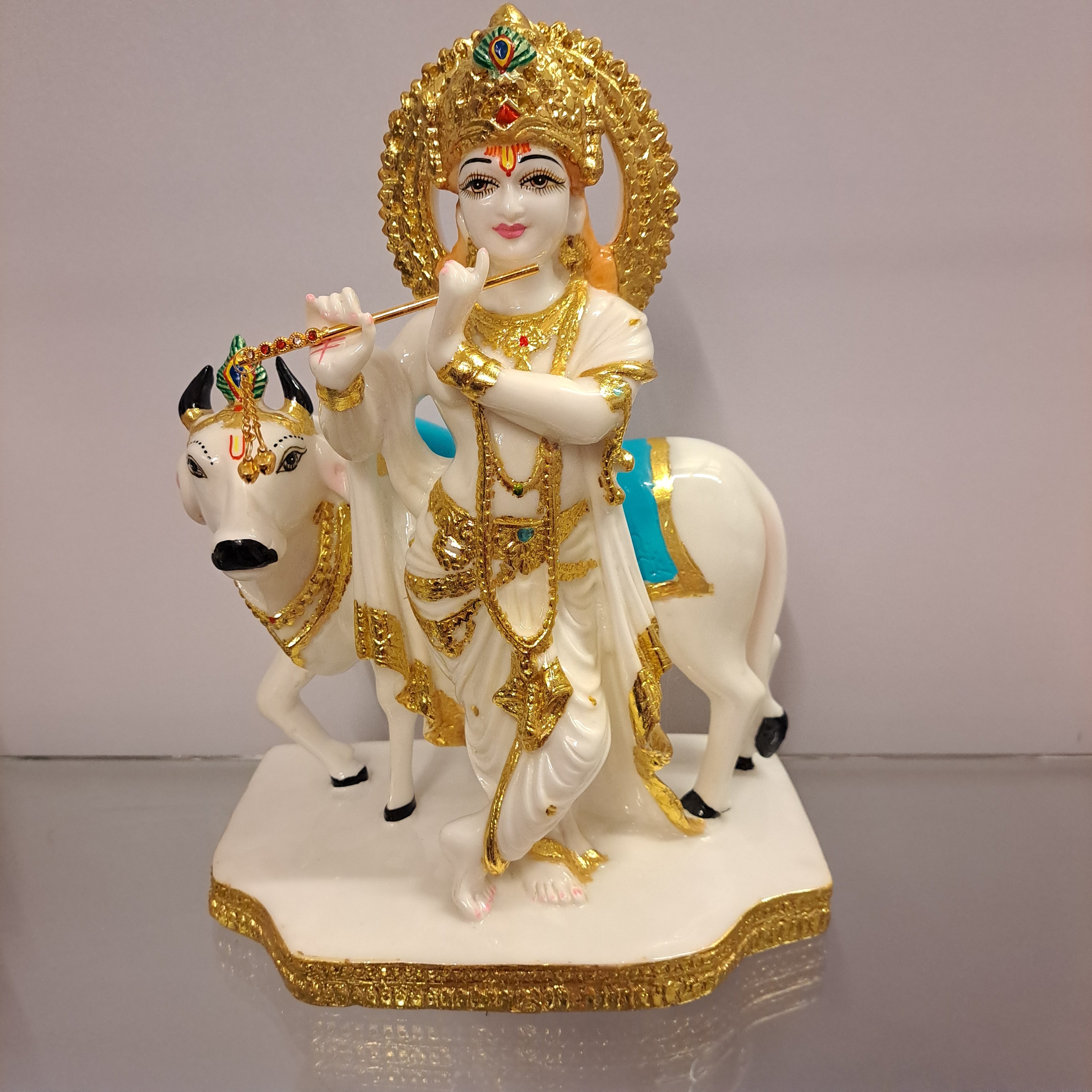 Polyresin Krishna Cow Idol