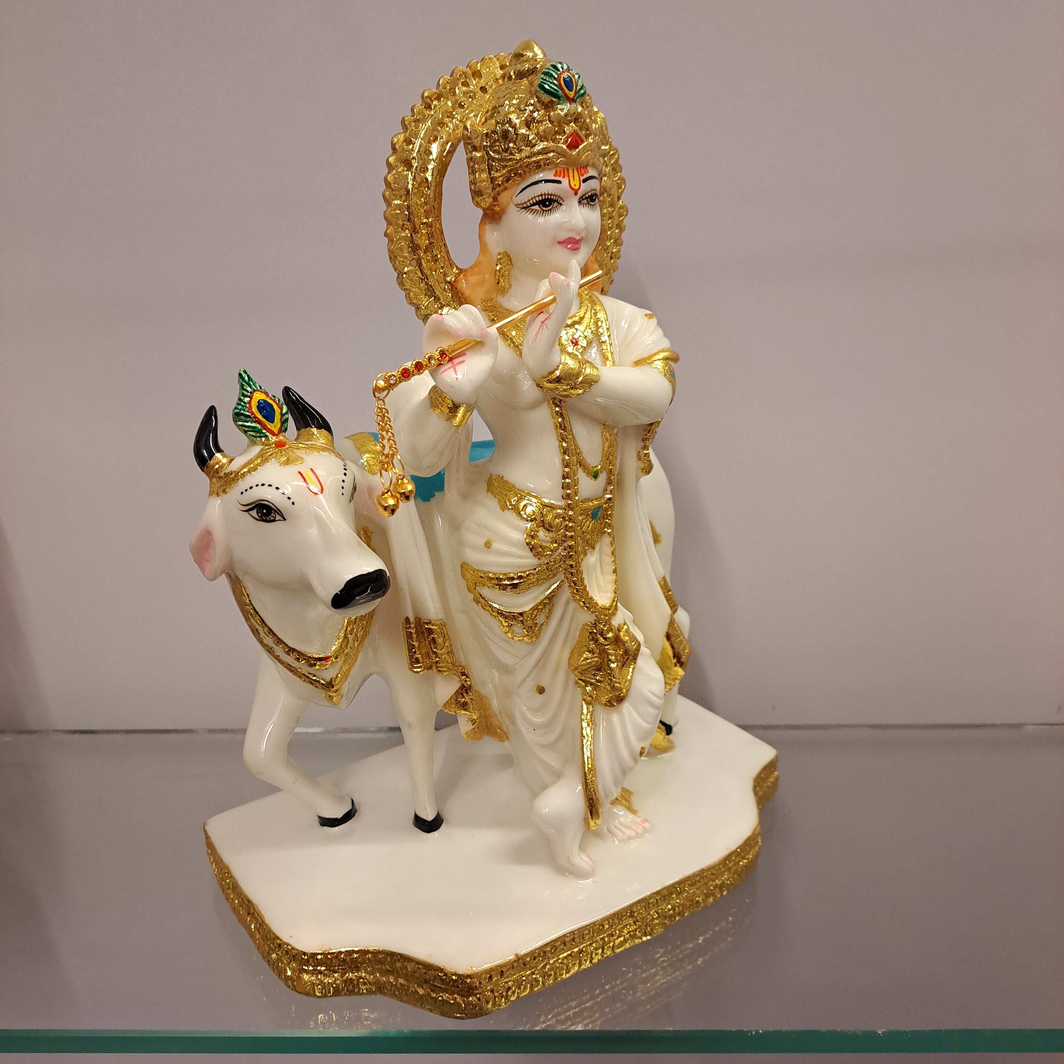 Polyresin Krishna Cow Idol