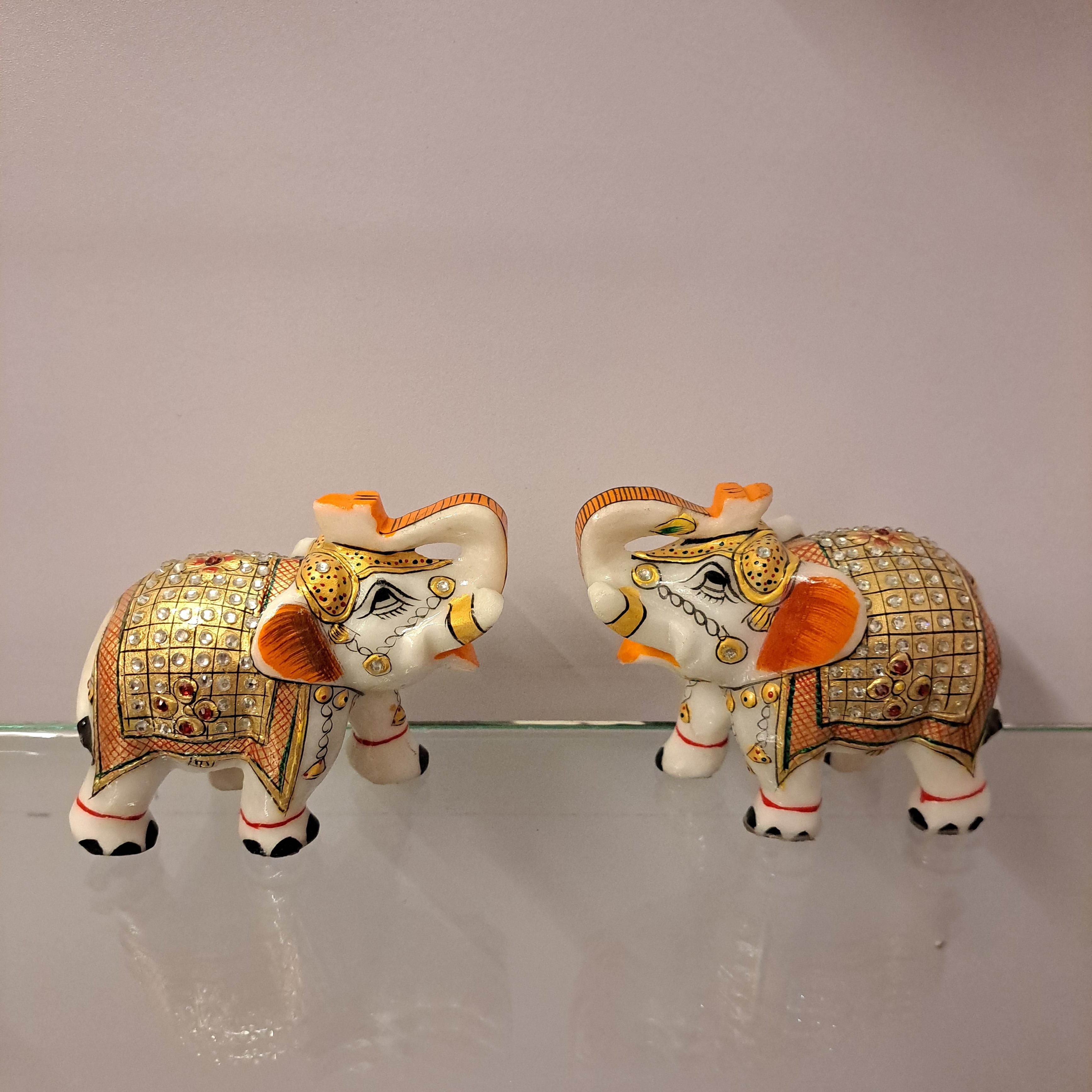 Marble Elephant Pair