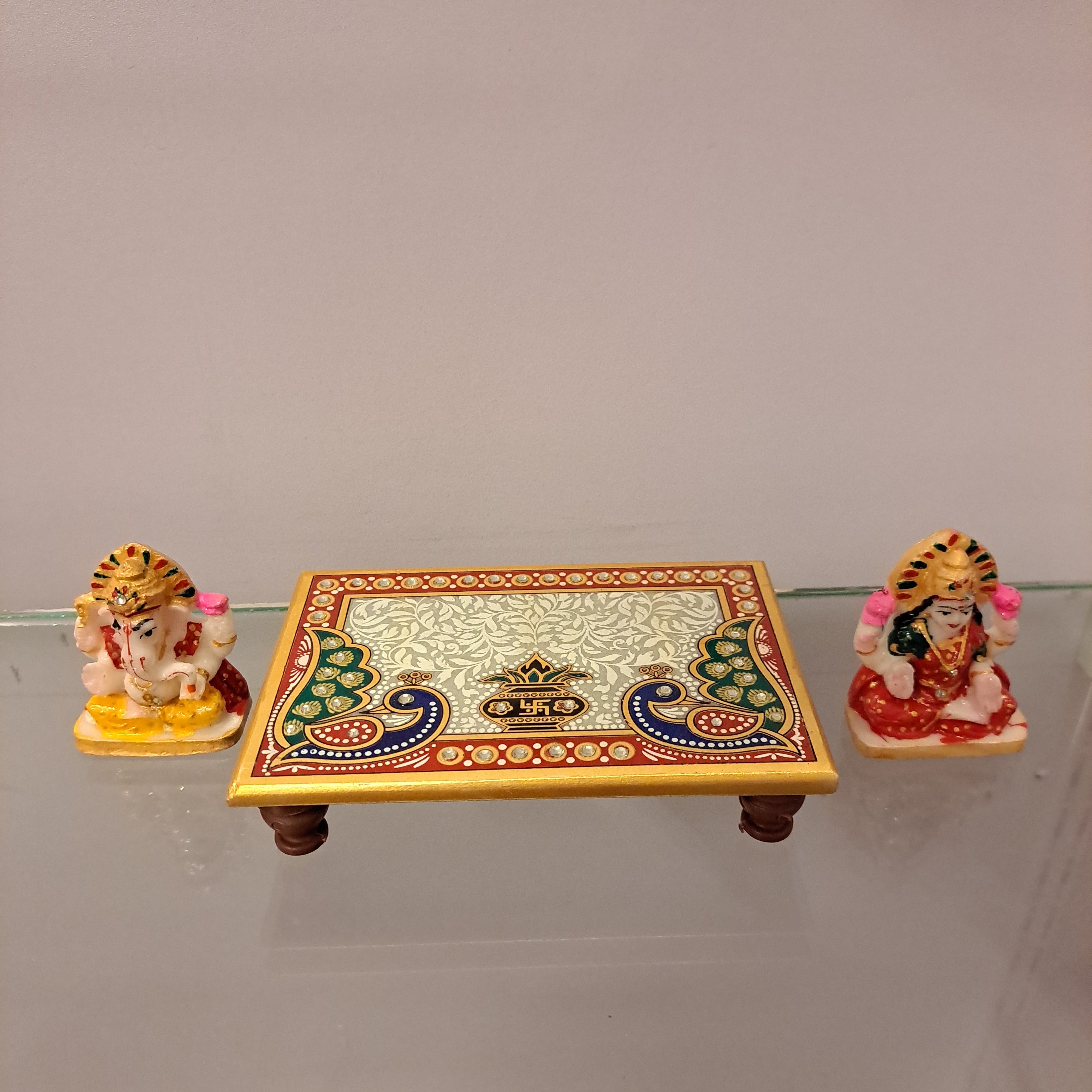 Marble Chowki Lakshmi Ganesha Idol