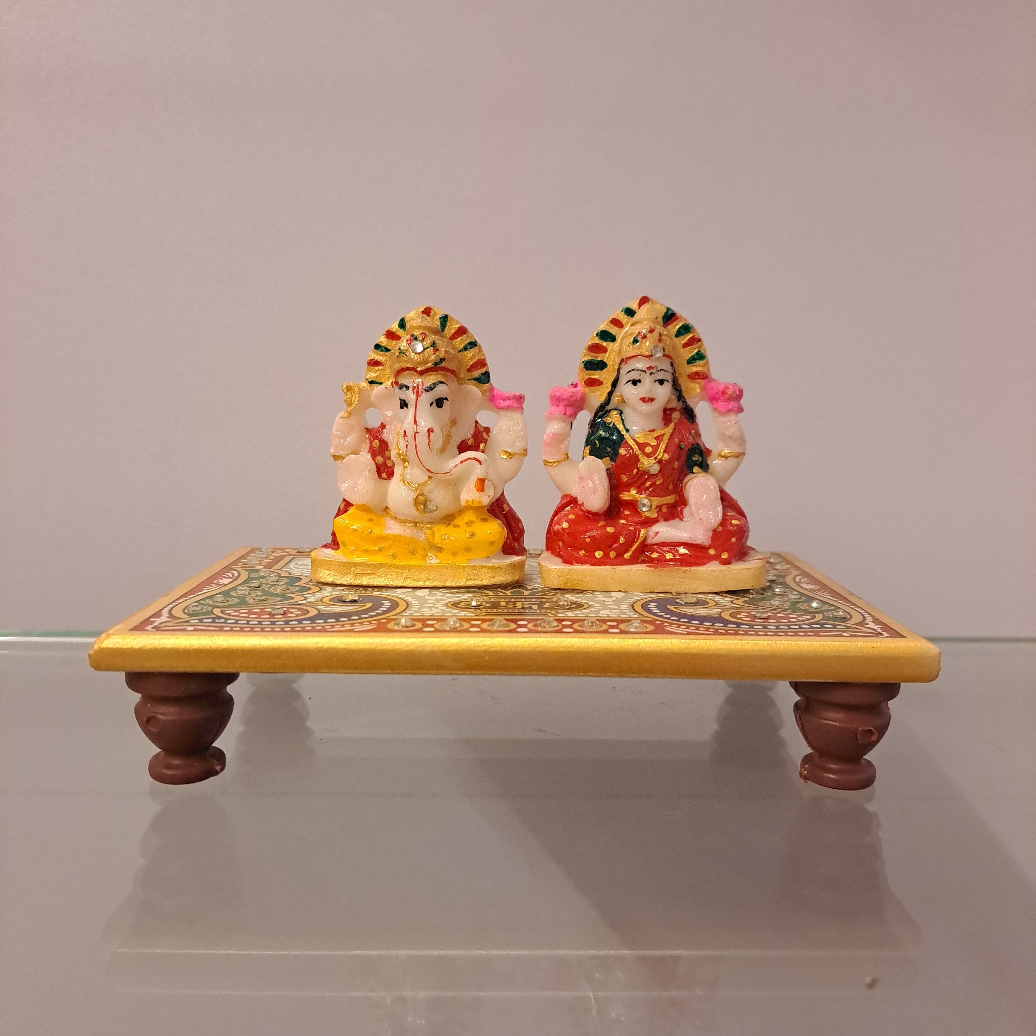Marble Chowki Lakshmi Ganesha Idol