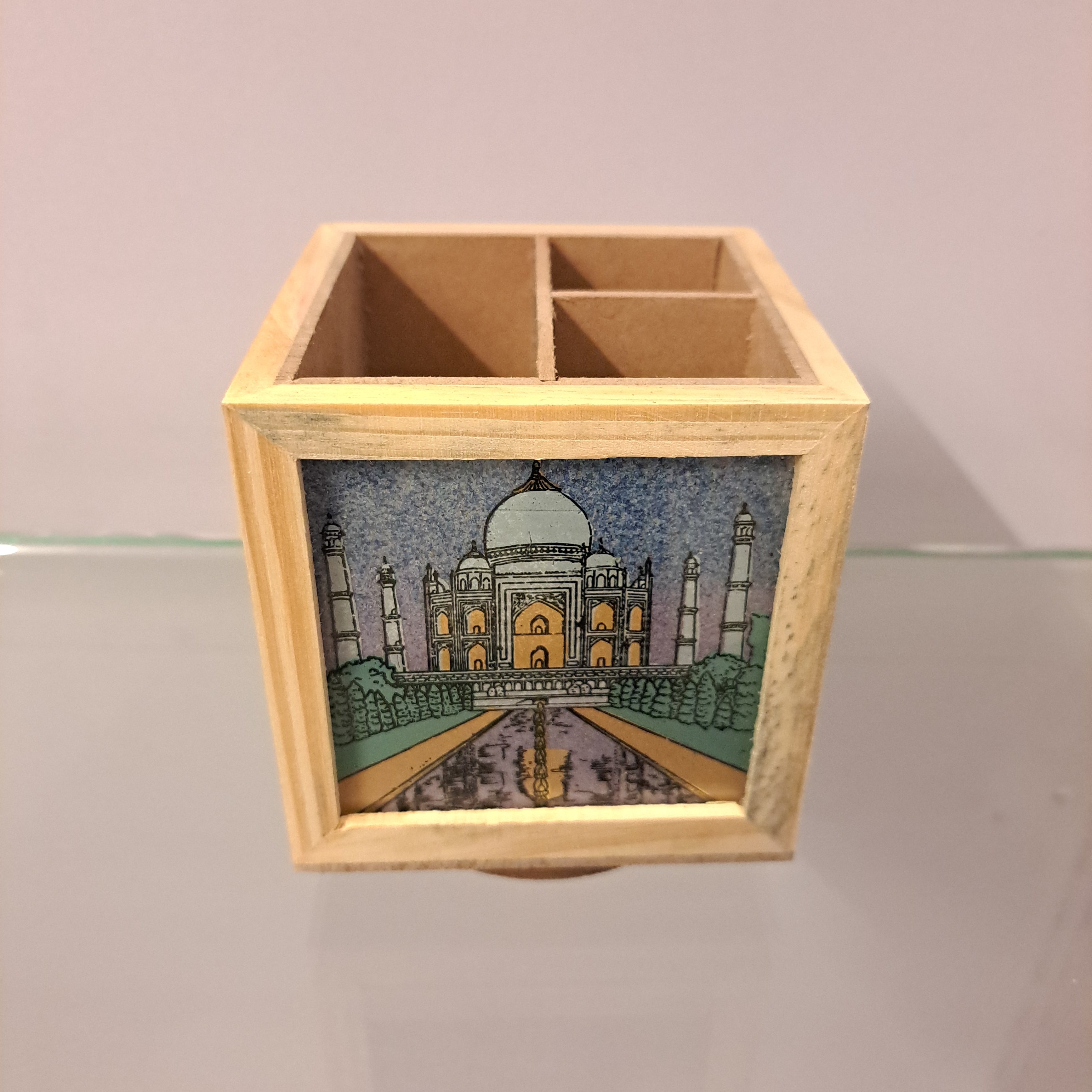 Wooden Pen Card Holder Rajasthani Work