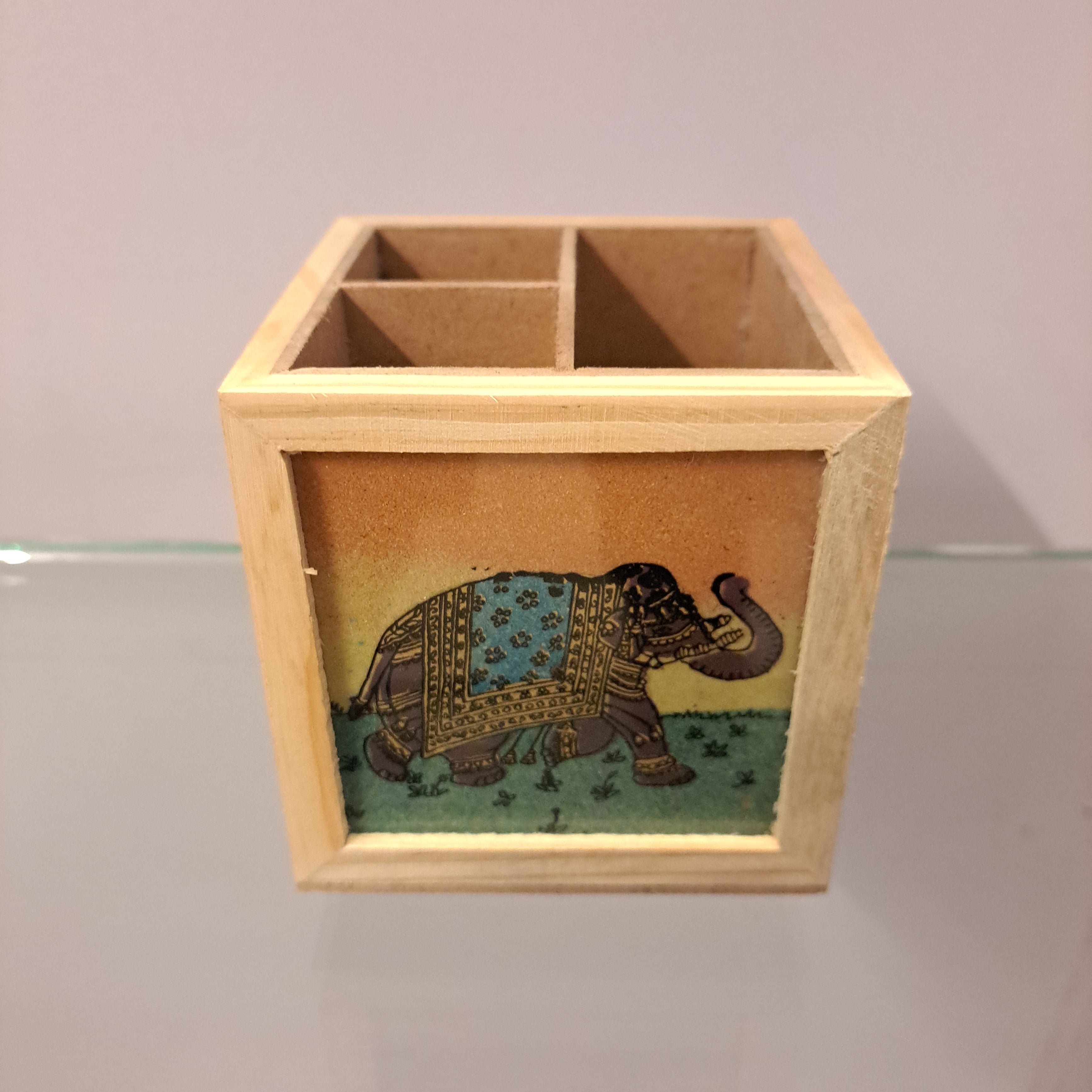 Wooden Pen Card Holder Rajasthani Work