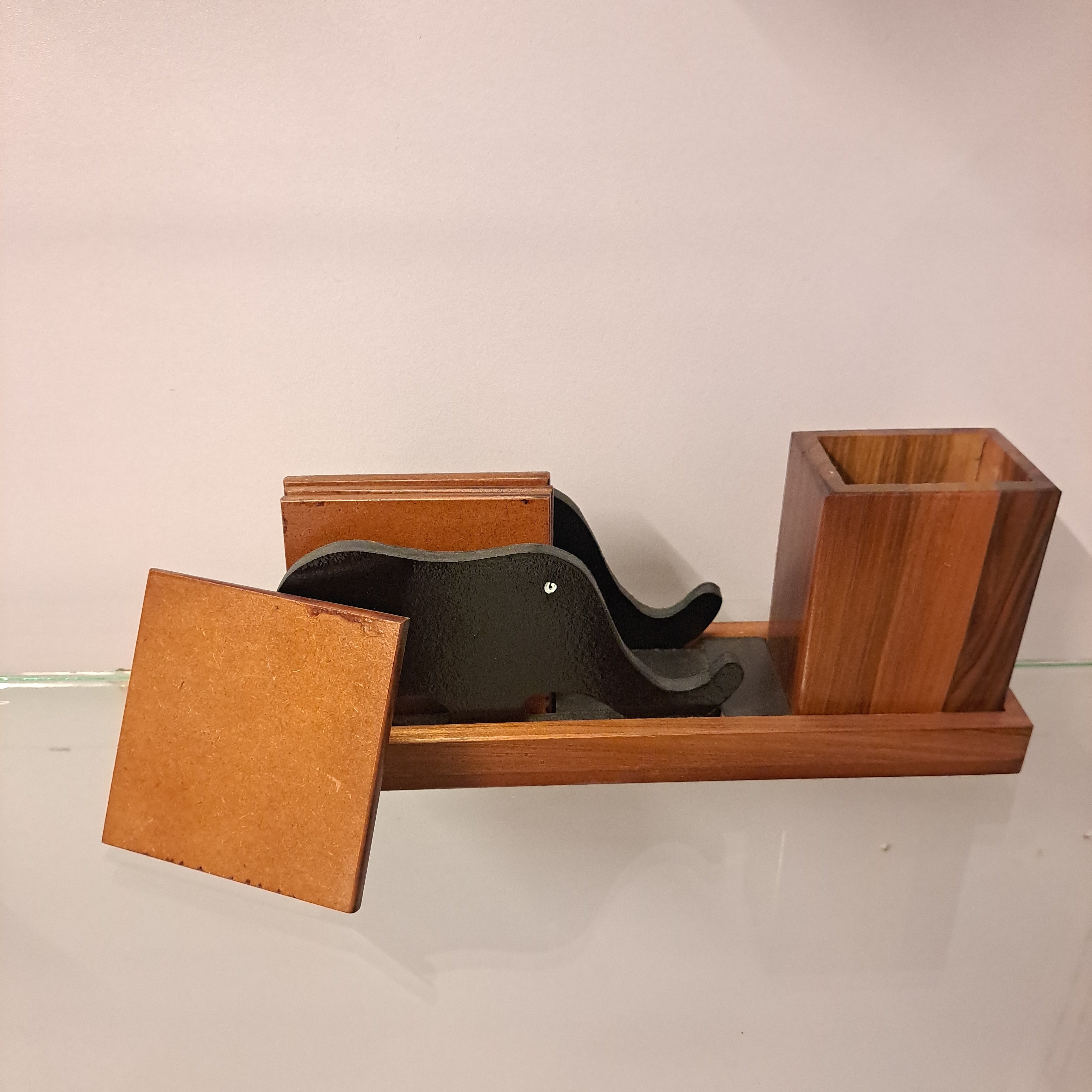 Wooden Elephant Tea Coaster and Pen Stand