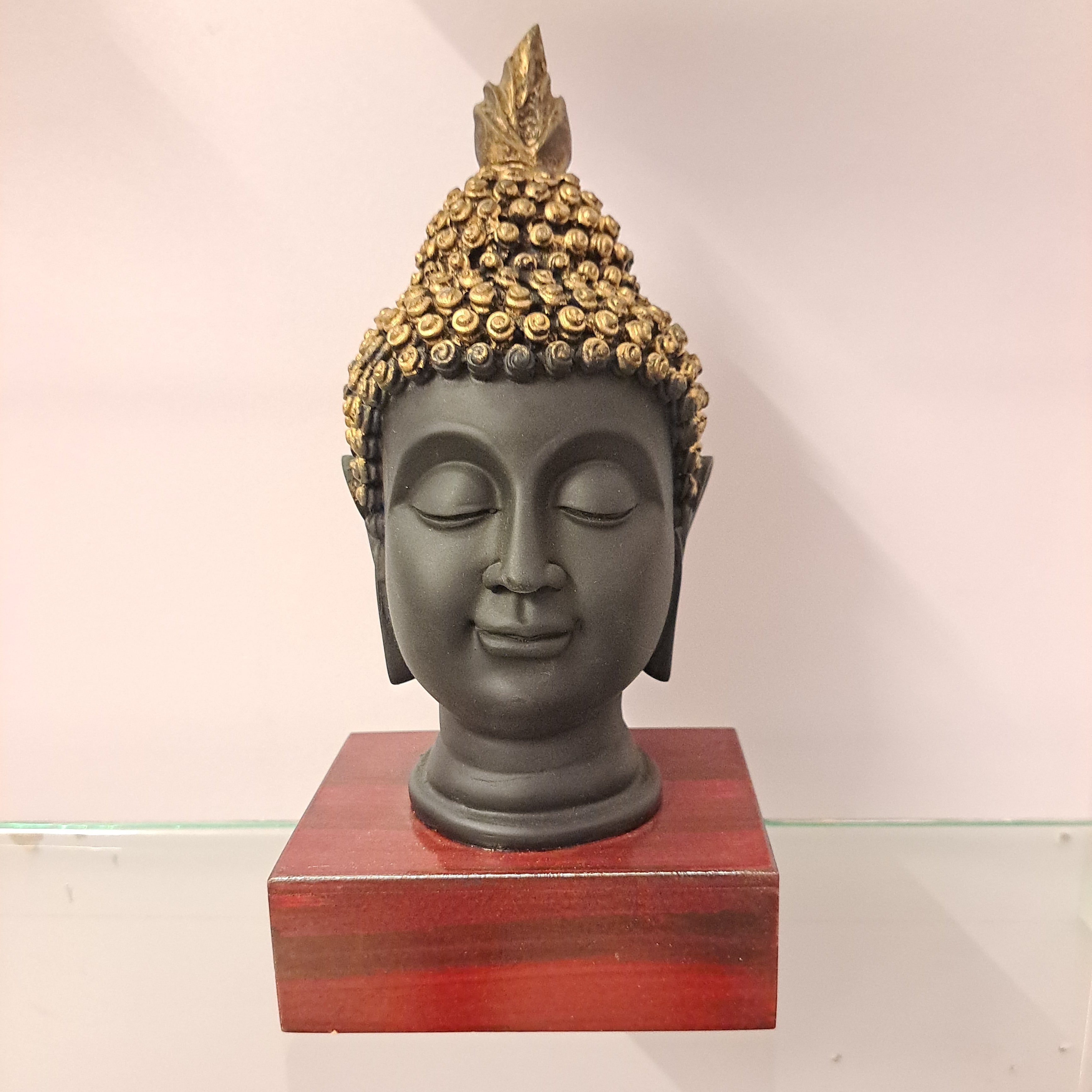 Fiber Buddha Head Idol with Stand