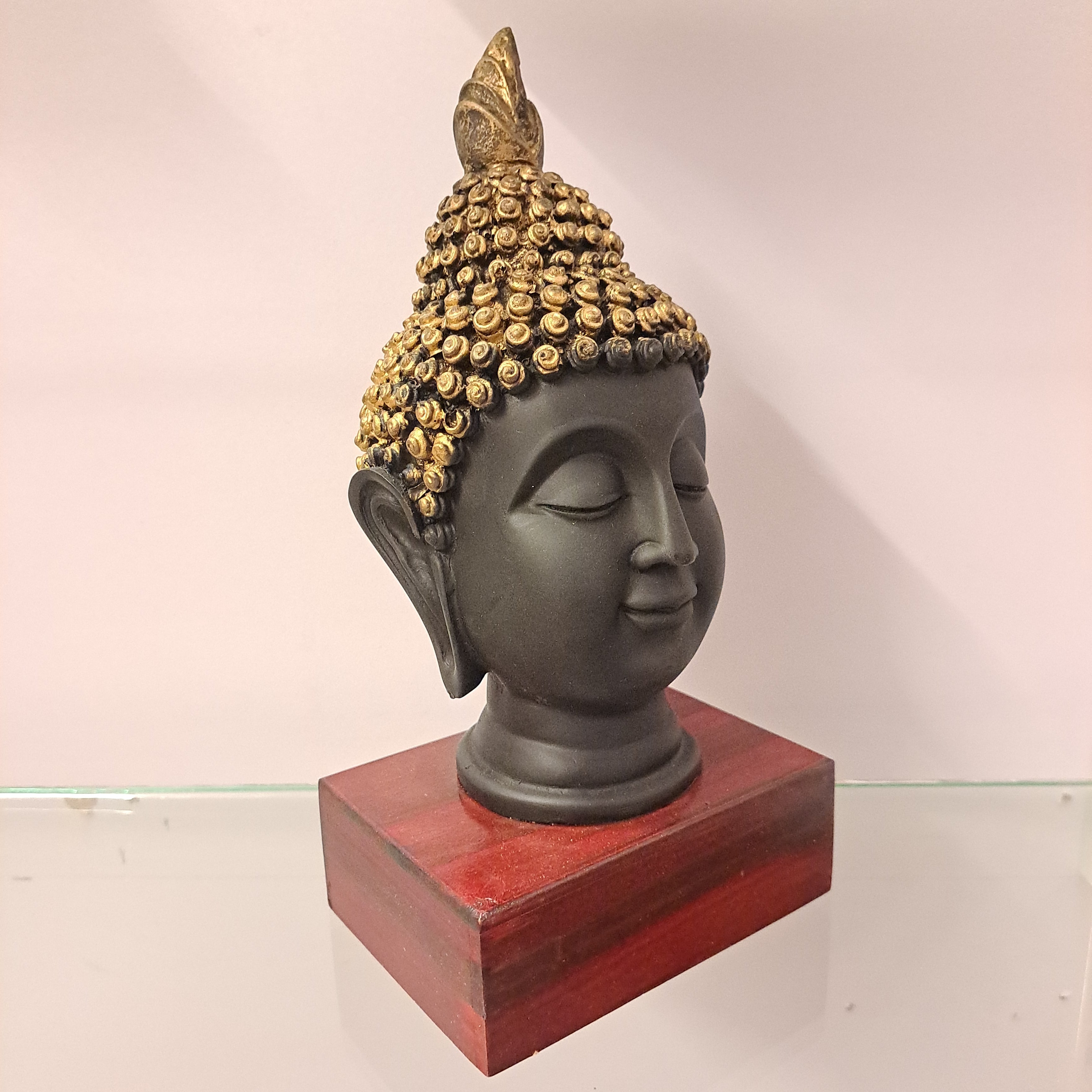 Fiber Buddha Head Idol with Stand