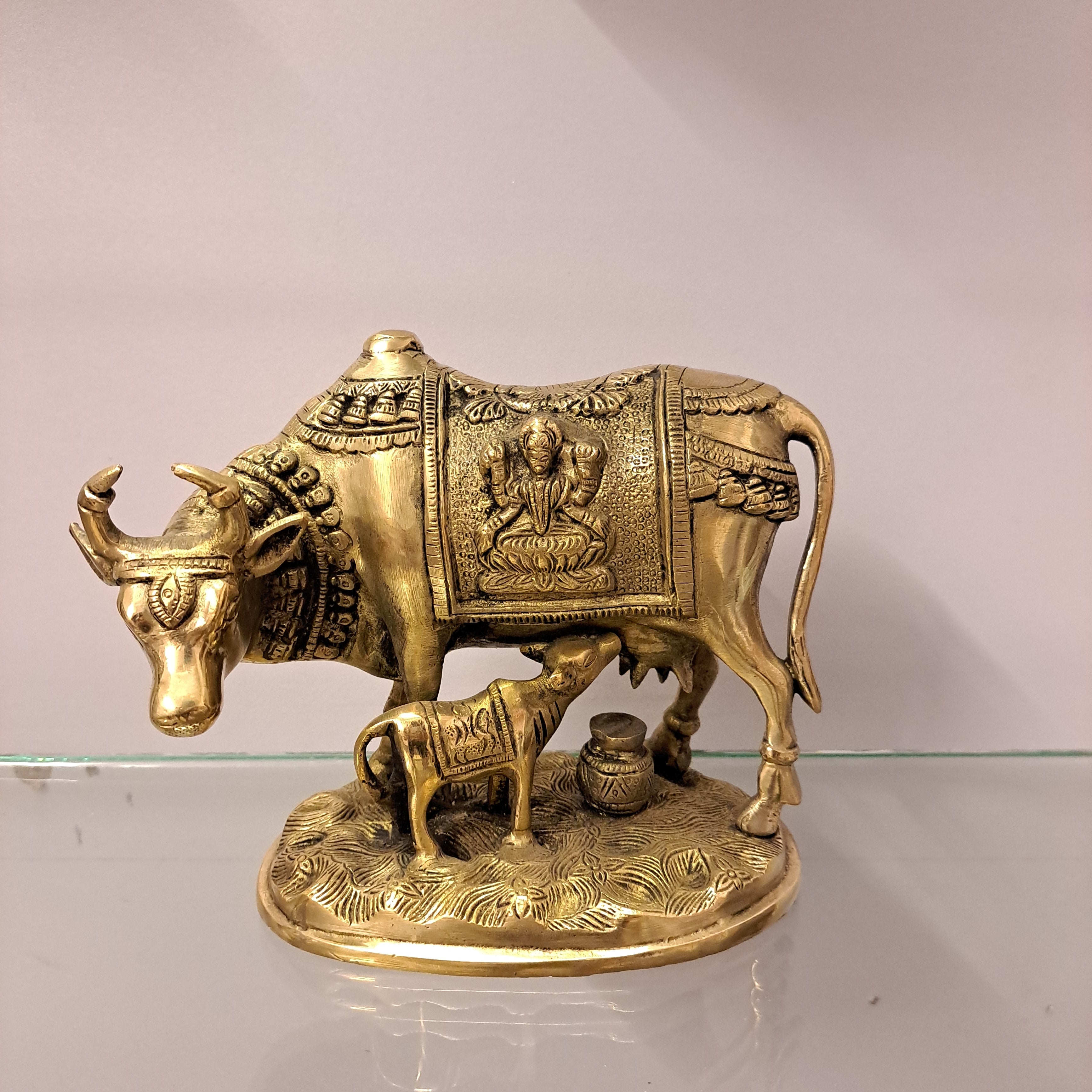 Brass Cow Calf Idol