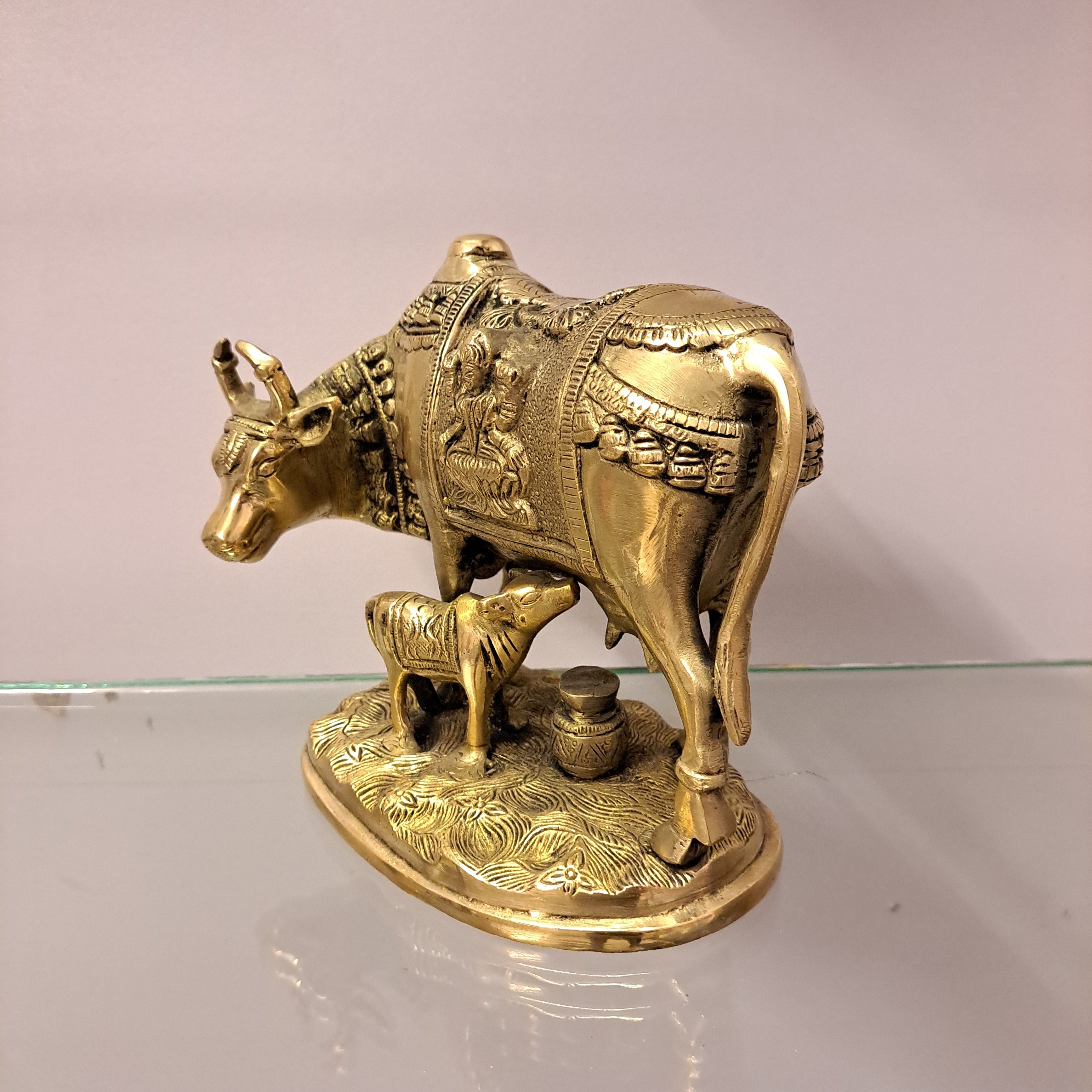 Brass Cow Calf Idol