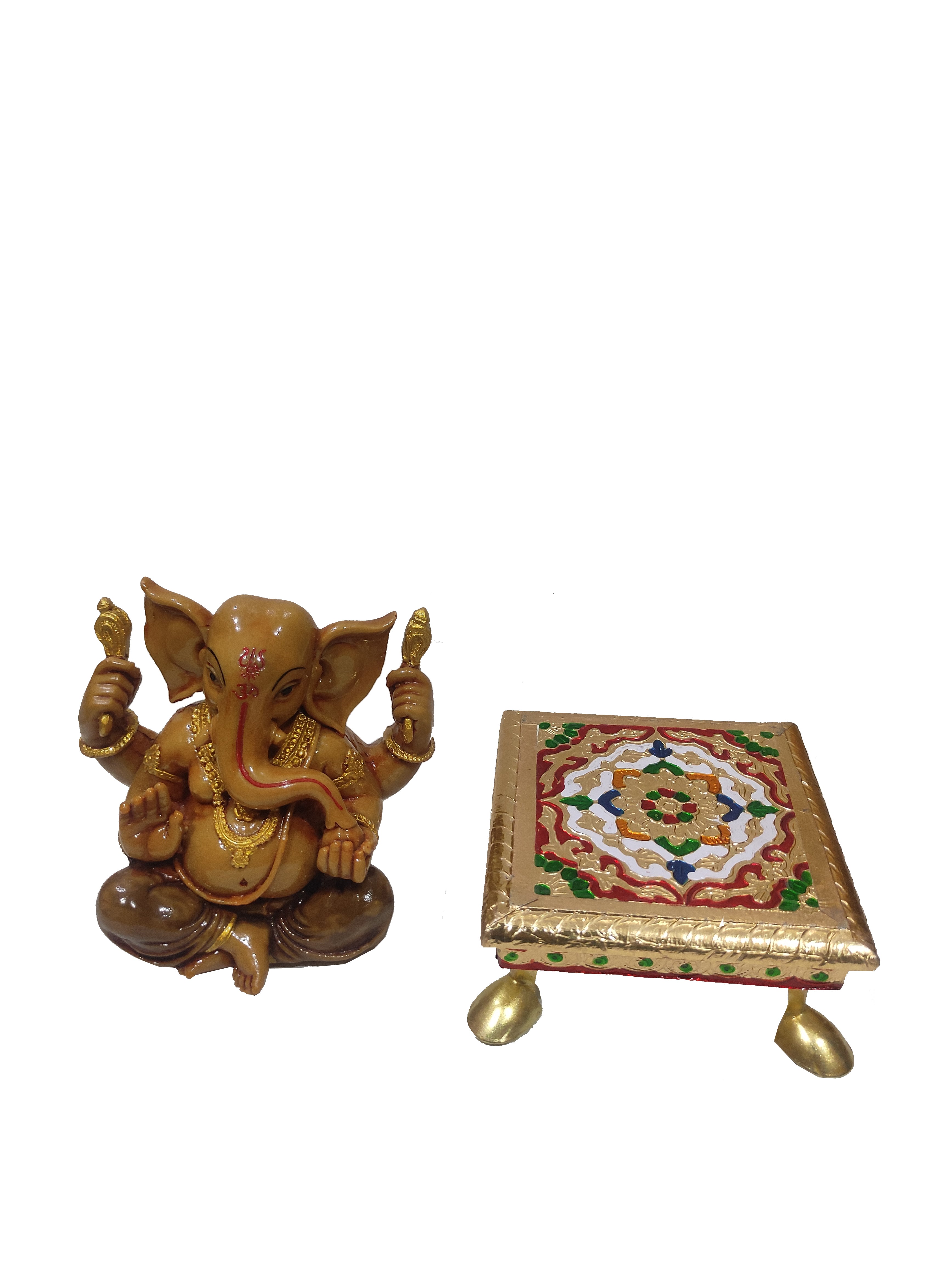 Ganesha Idol with Meenakari Chowki 6 Inch