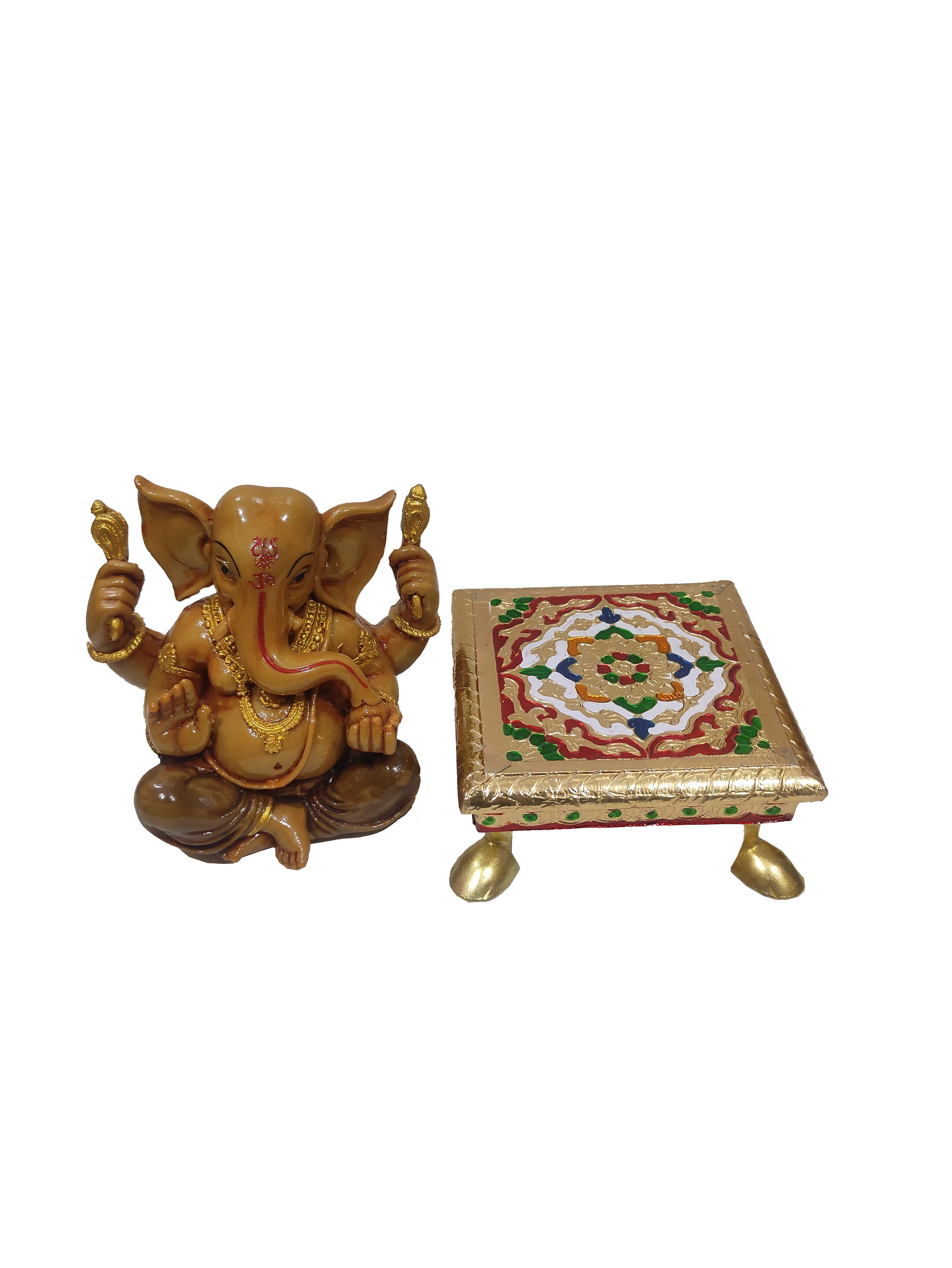 Ganesha Idol with Meenakari Chowki 6 Inch