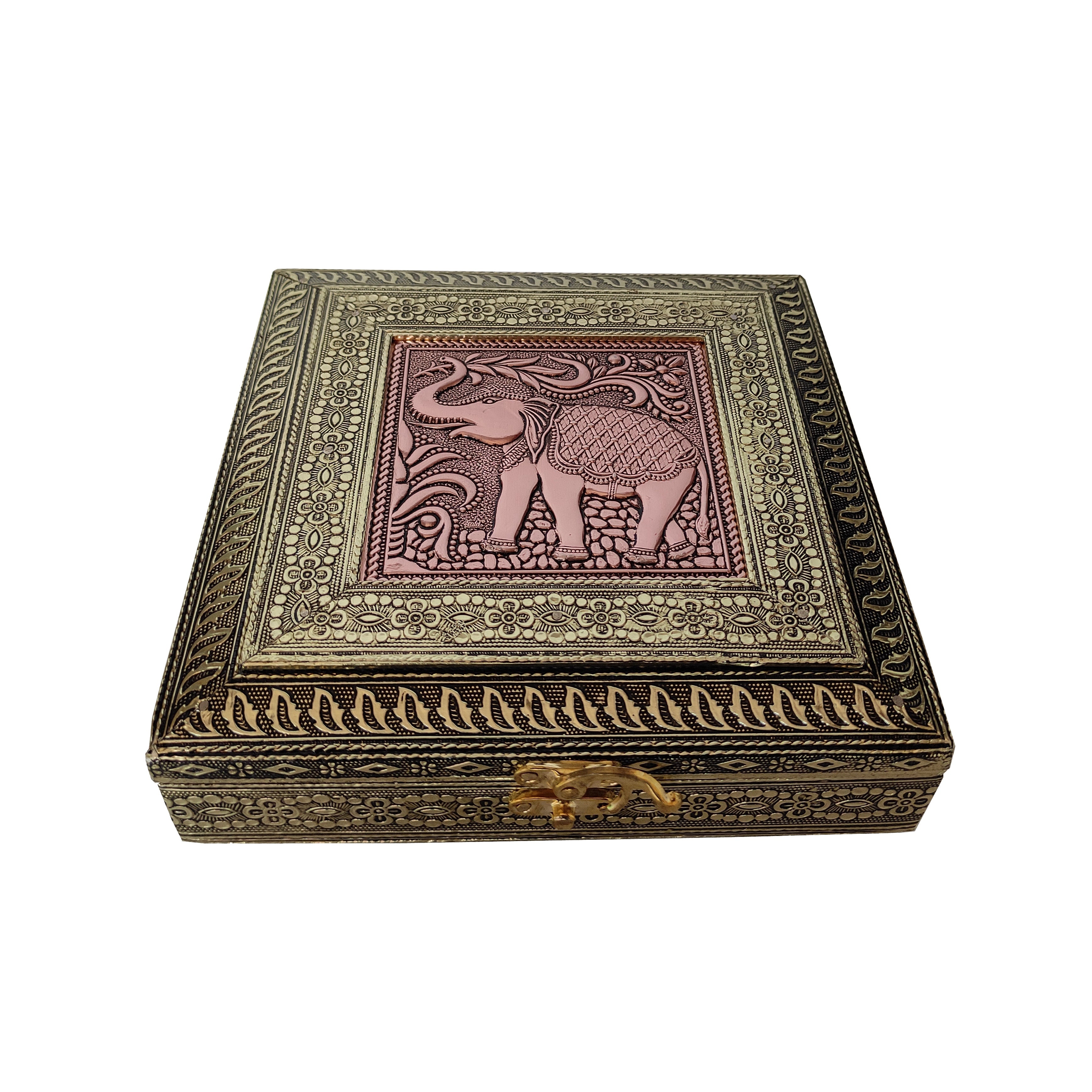 Wooden Handicraft Elephant Dry Fruit Box 4 Partitions