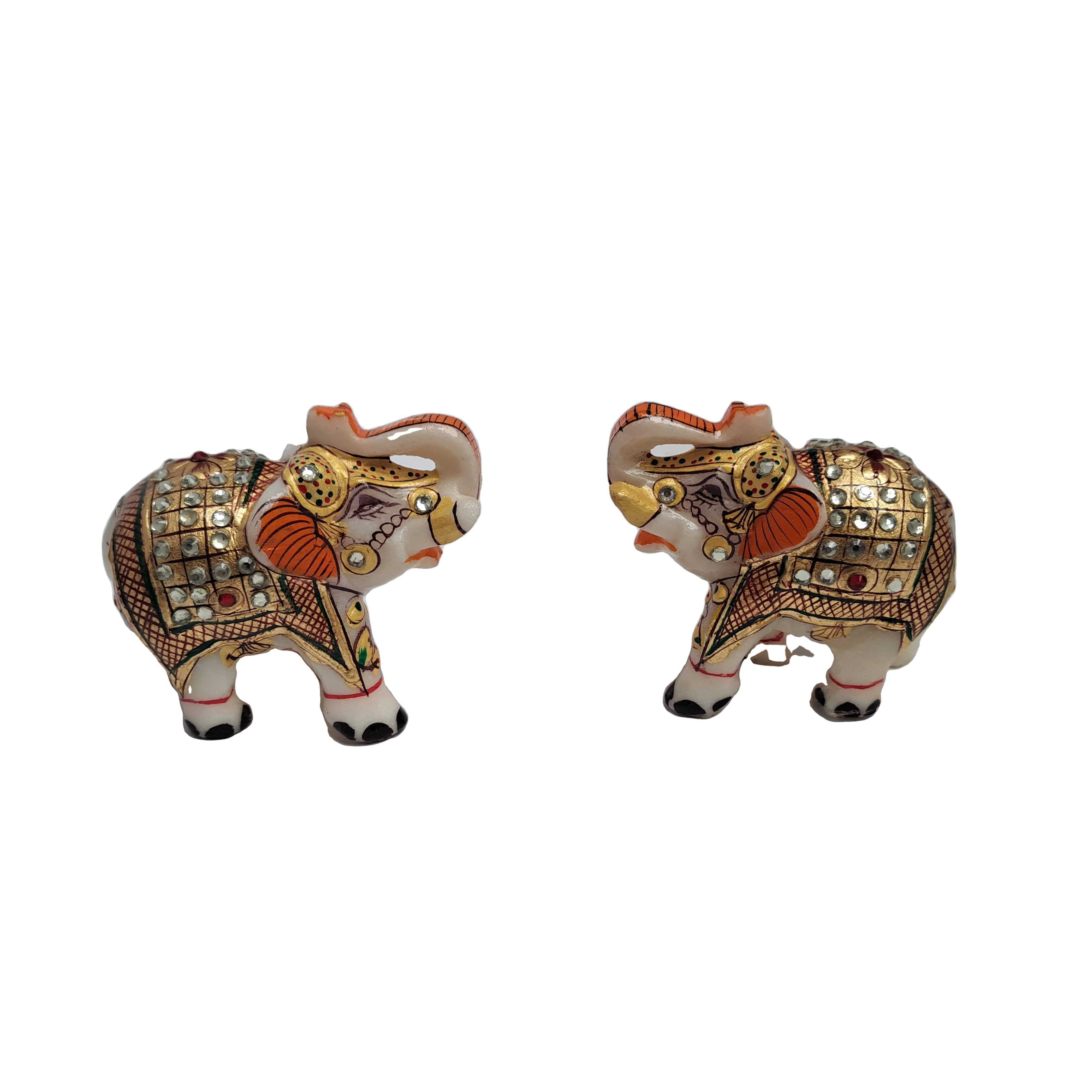 Marble Elephant Pair